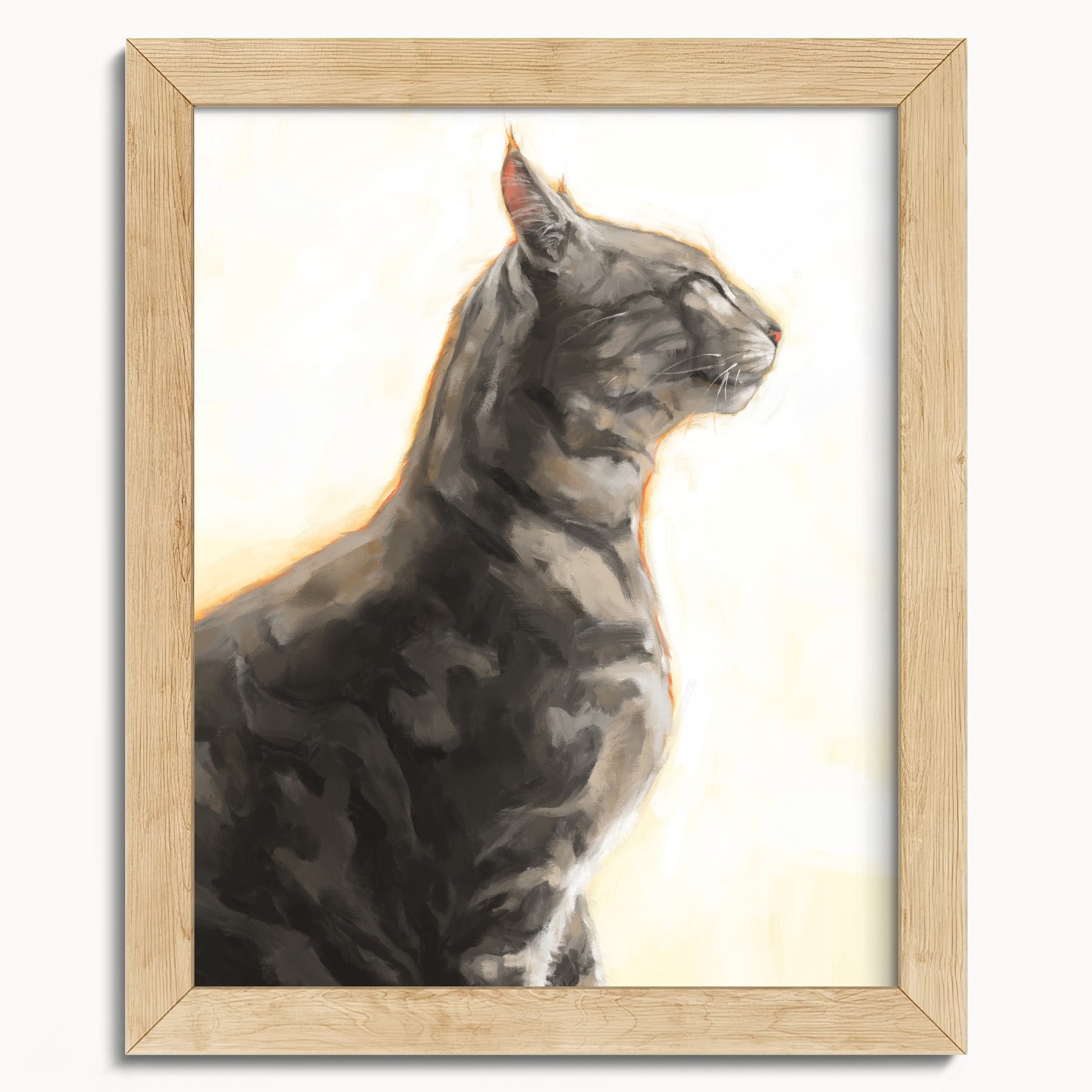 "Piper" by Catherine Hébert - Grey Bengal Marble Tabby  Art Print - 8"x10" size