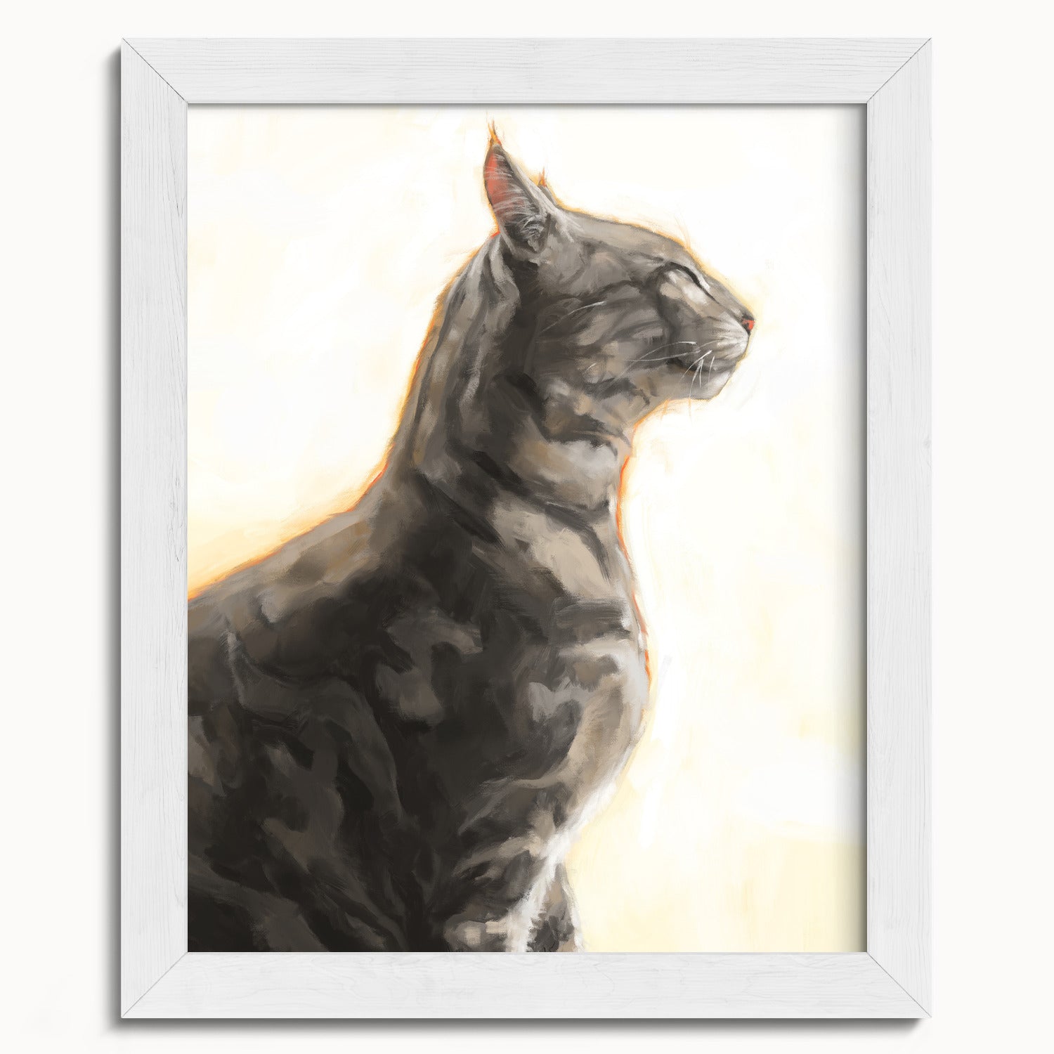 "Piper" by Catherine Hébert - Grey Bengal Marble Tabby  Art Print - 8"x10" size