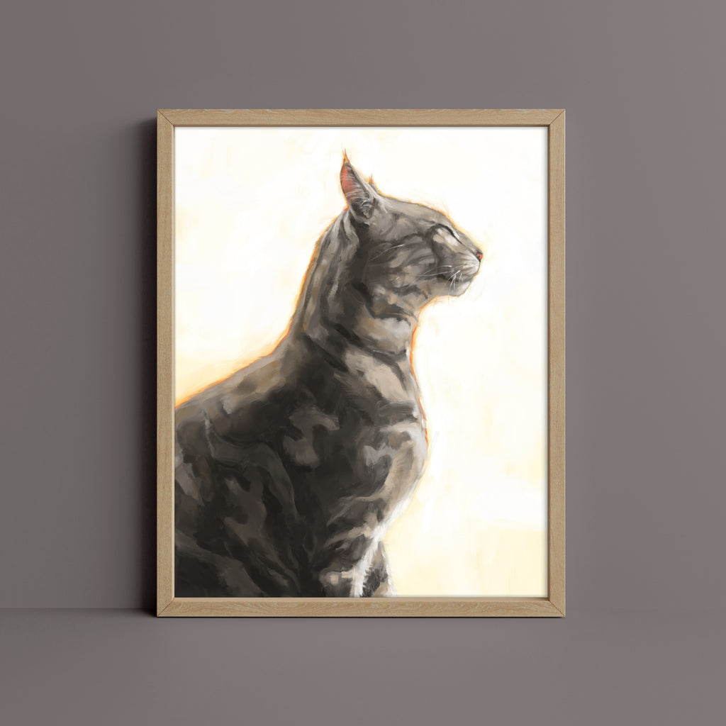 "Piper" by Catherine Hébert - Grey Bengal Marble Tabby  Art Print