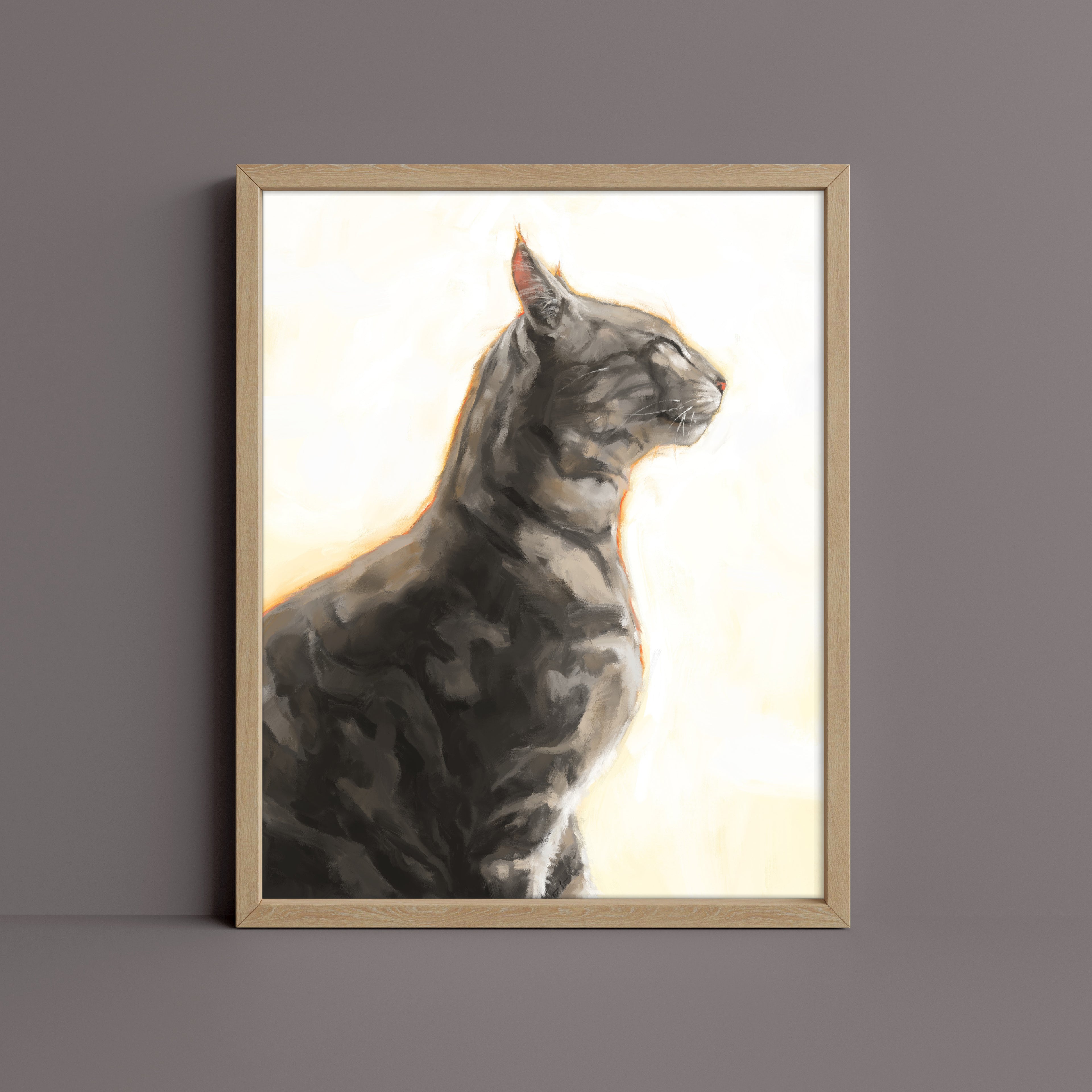 "Piper" by Catherine Hébert - Grey Bengal Marble Tabby  Art Print