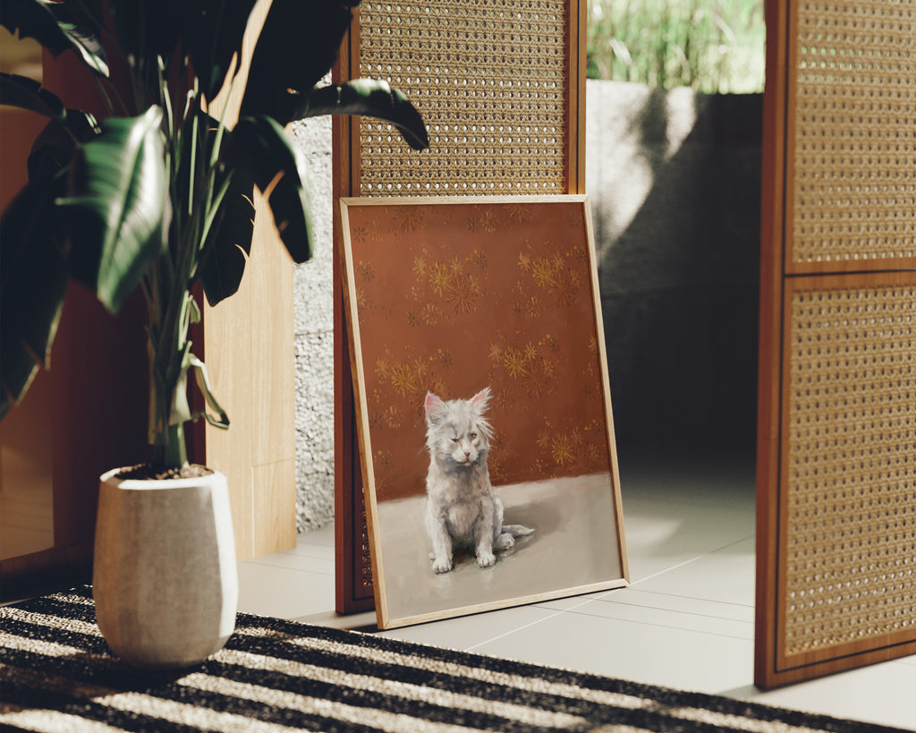 "One Eye Pete" by Catherine Hébert - One Eye Pete - White Kitten With One Eye Art Print