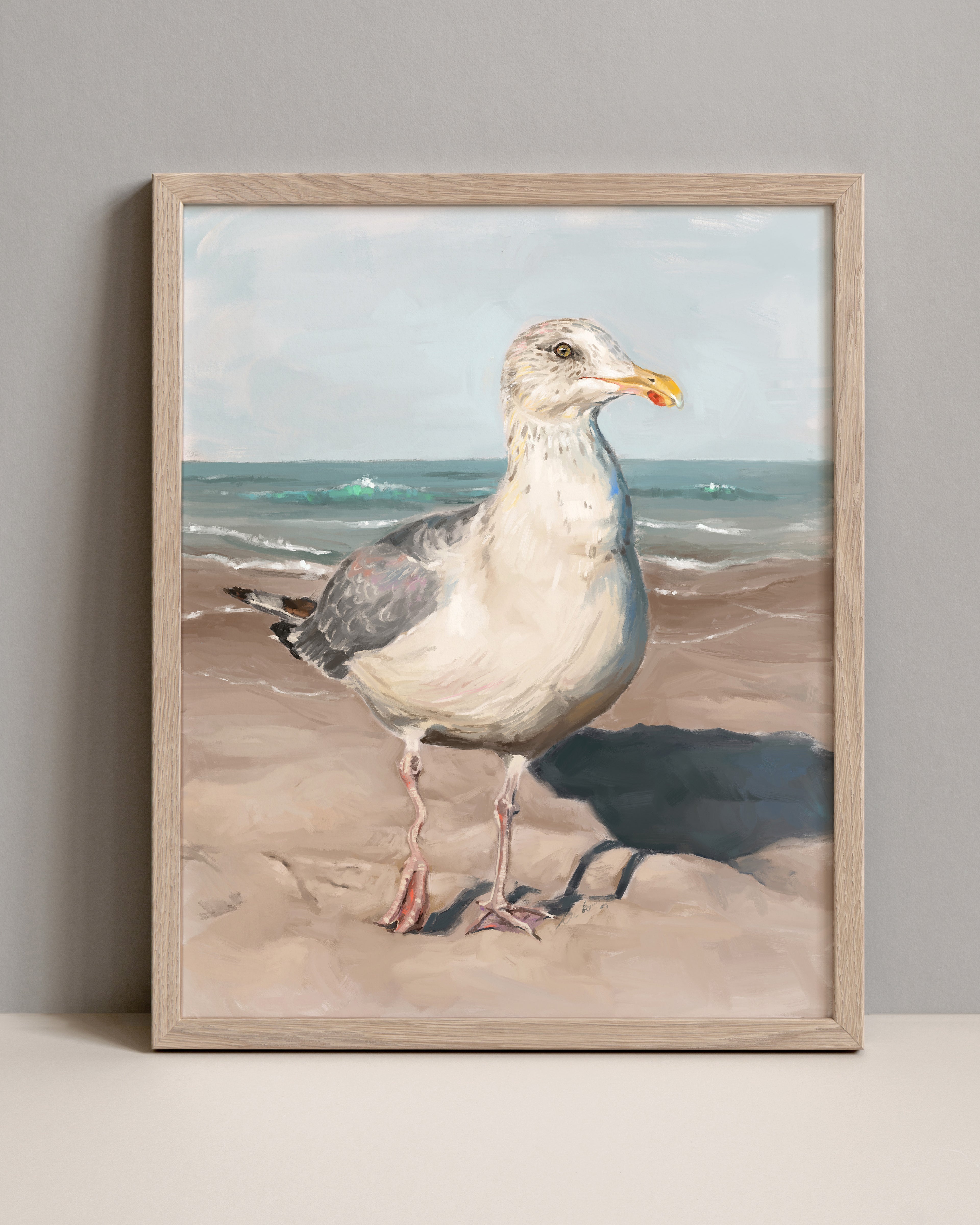 "Wobbly Leg Seagull" by Catherine Hébert - Seagull with Wobbly Leg Fine Art Print