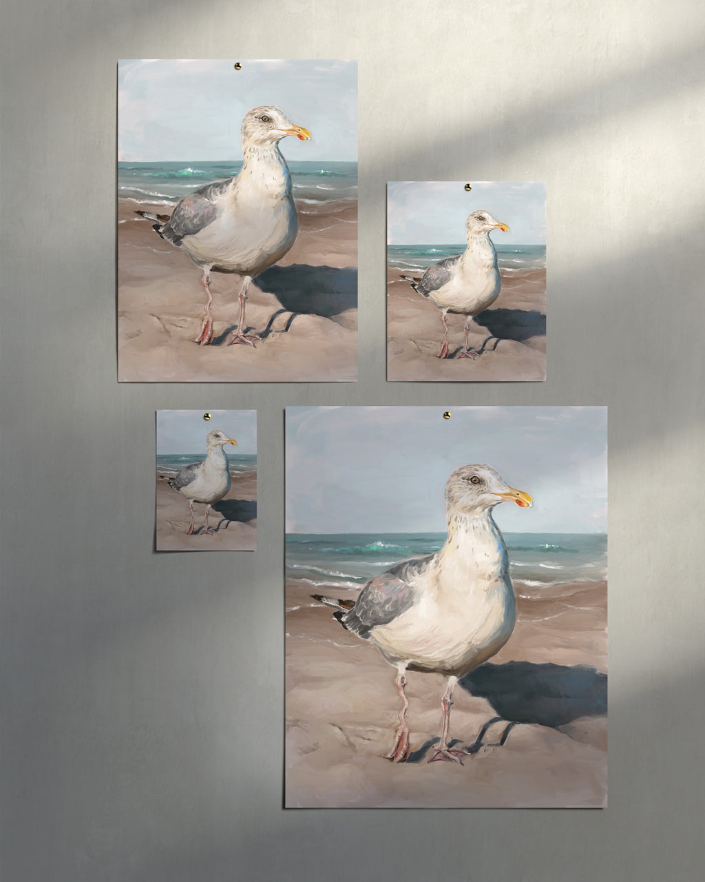 "Wobbly Leg Seagull" by Catherine Hébert - Seagull with Wobbly Leg Fine Art Print