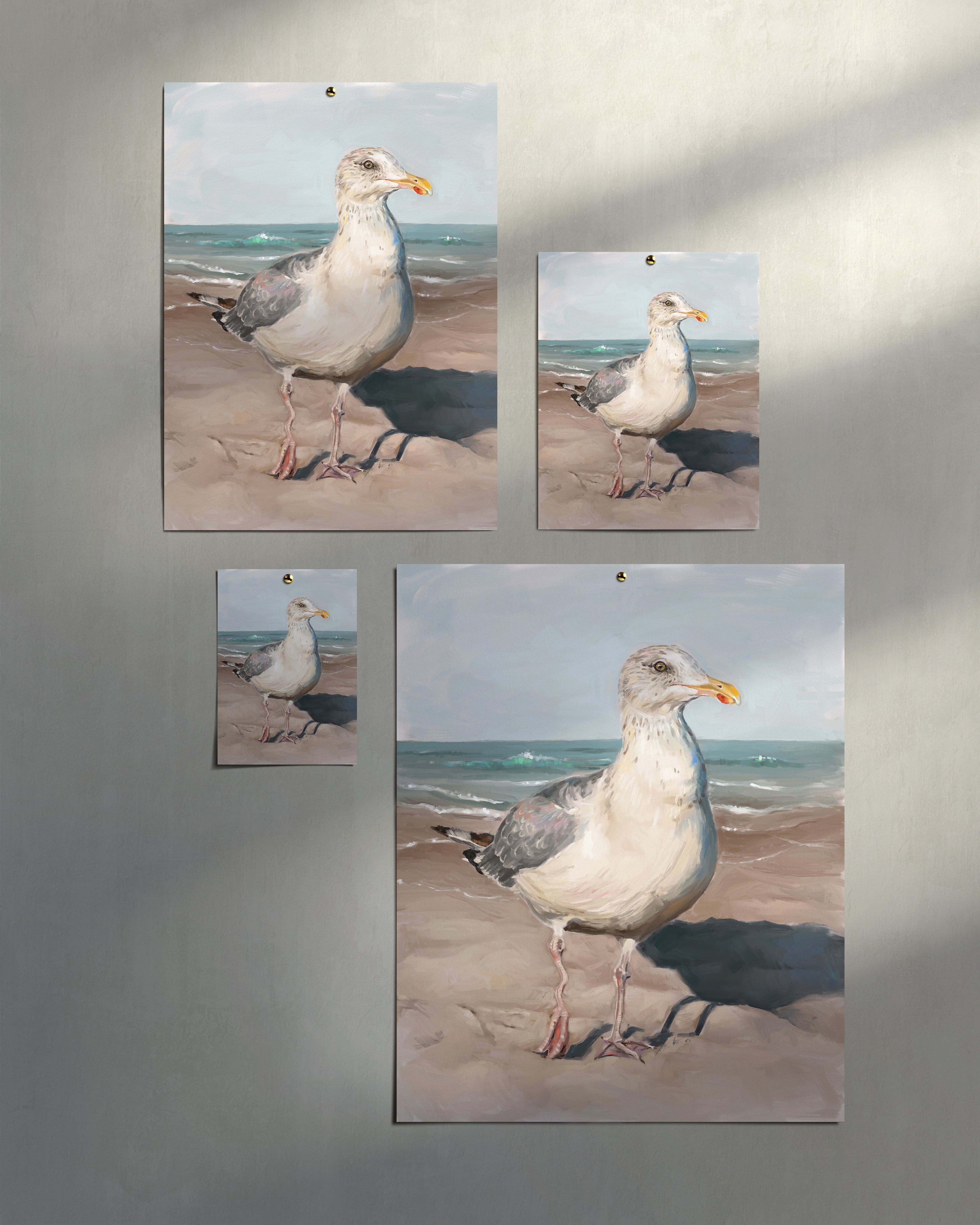 "Wobbly Leg Seagull" by Catherine Hébert - Seagull with Wobbly Leg Fine Art Print