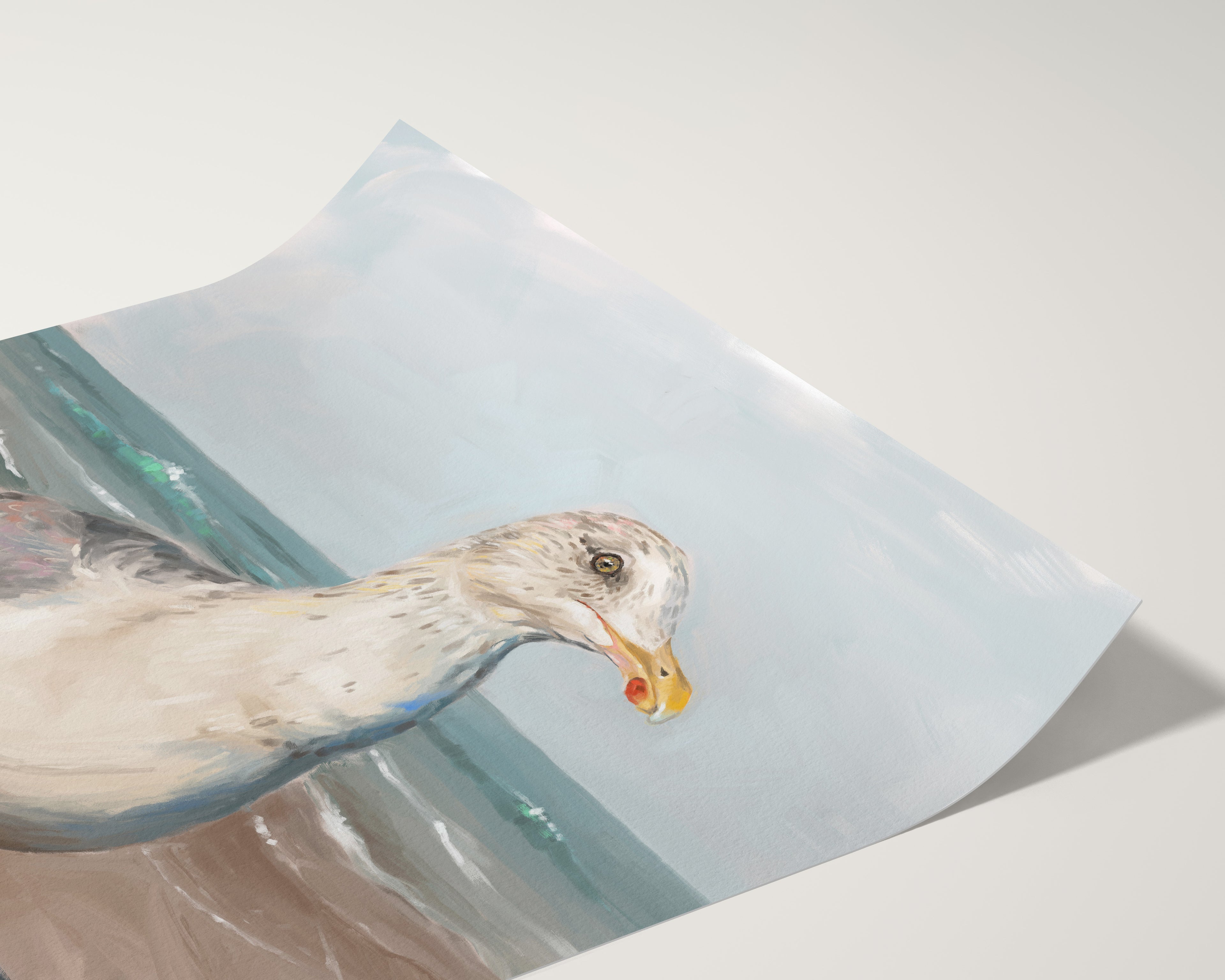 "Wobbly Leg Seagull" by Catherine Hébert - Seagull with Wobbly Leg Fine Art Print