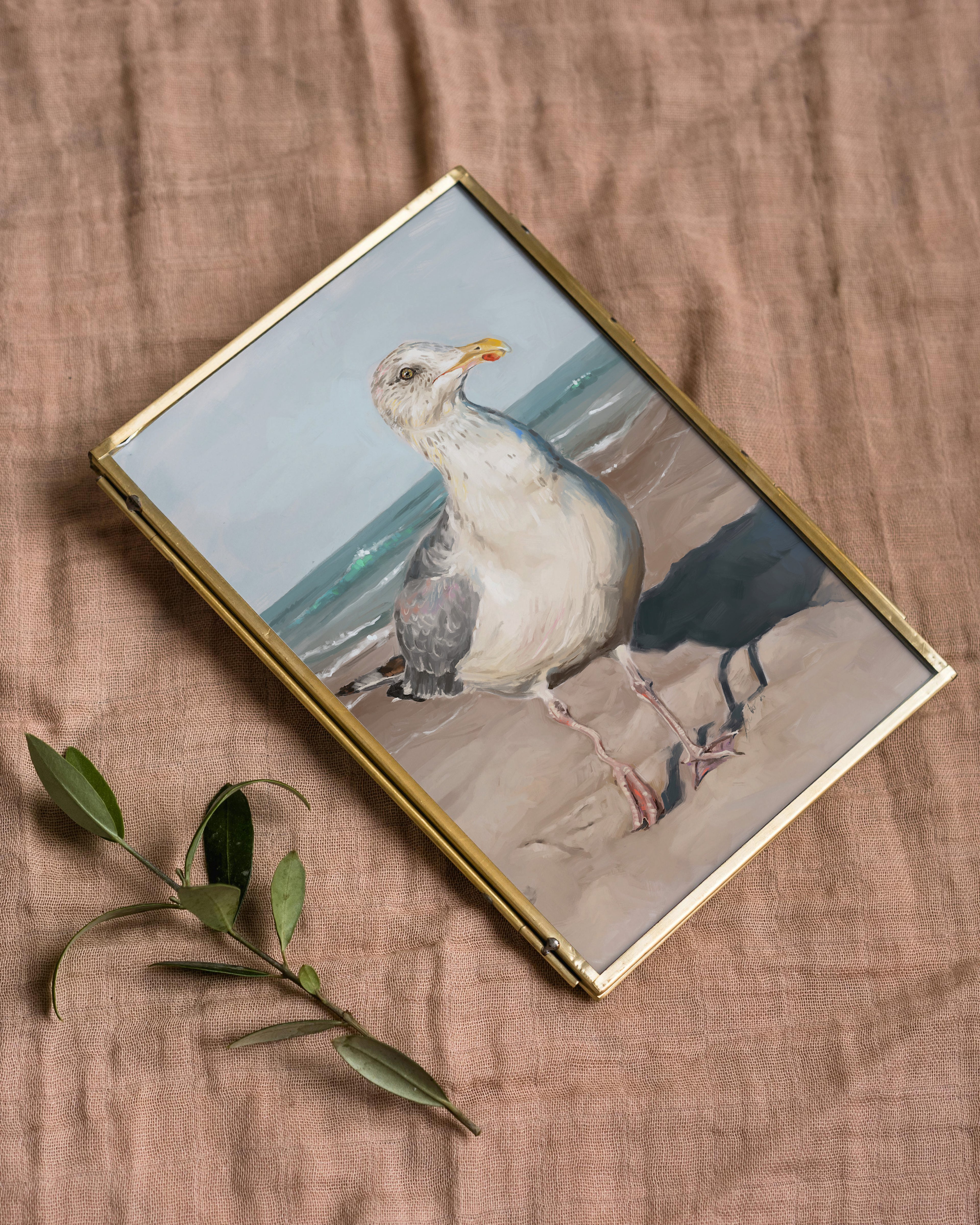 "Wobbly Leg Seagull" by Catherine Hébert - Seagull with Wobbly Leg Fine Art Print