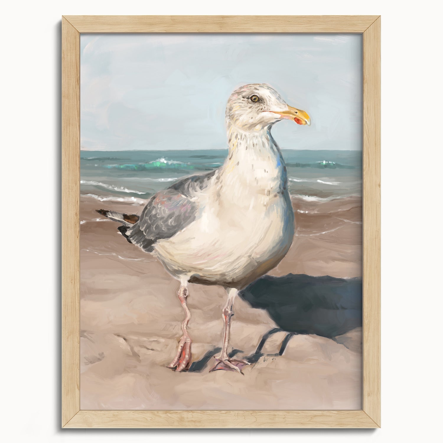 "Wobbly Leg Seagull" by Catherine Hébert - Seagull with Wobbly Leg Fine Art Print - 12"x16" size