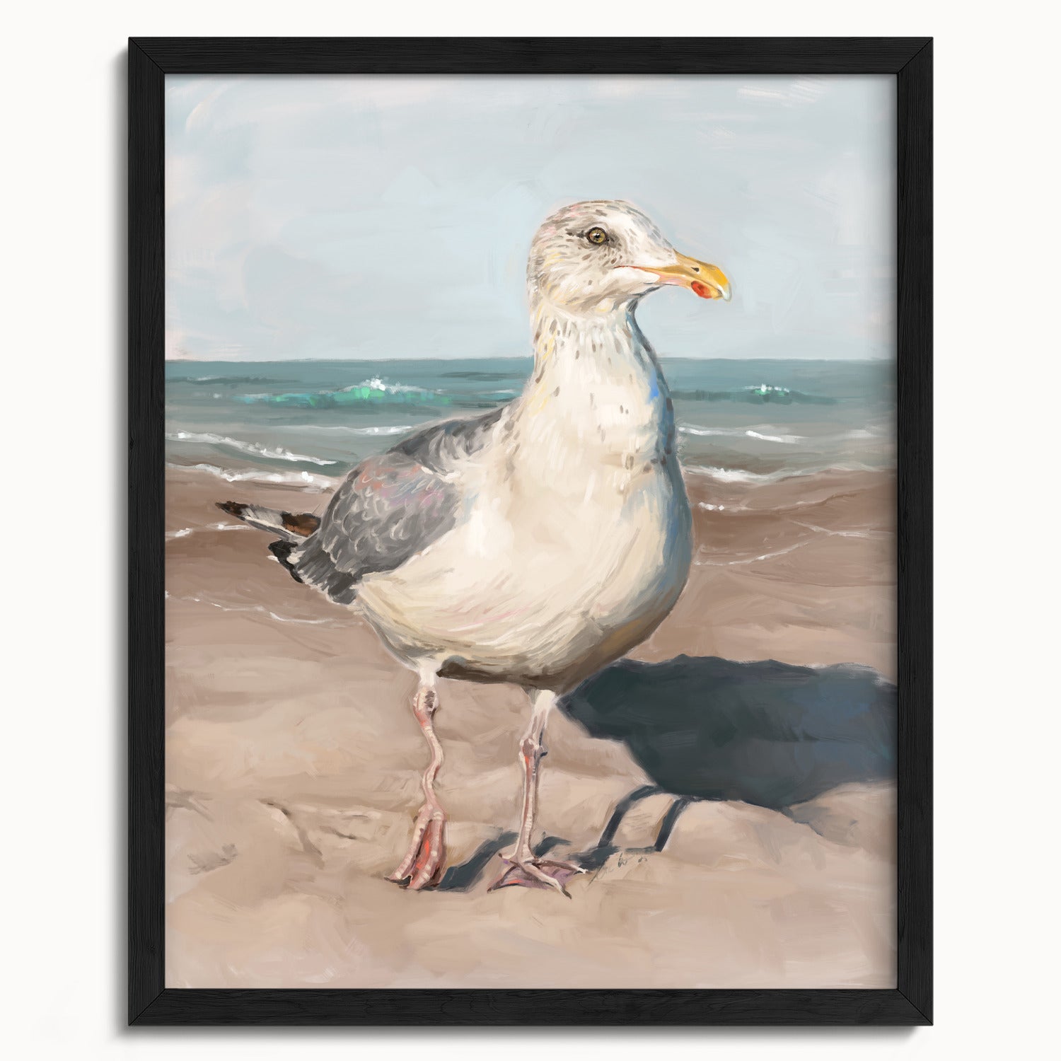 "Wobbly Leg Seagull" by Catherine Hébert - Seagull with Wobbly Leg Fine Art Print - 16"x20" size