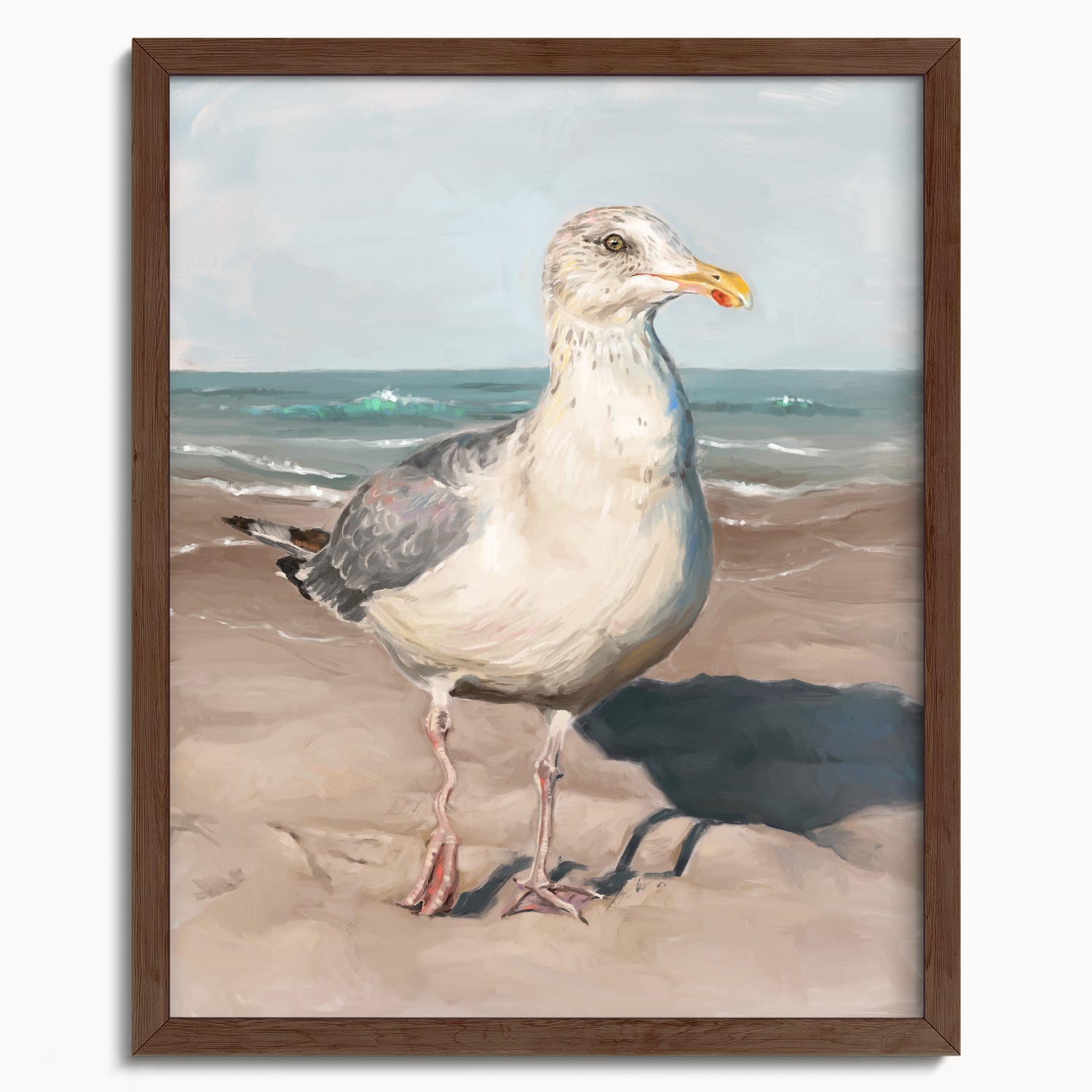"Wobbly Leg Seagull" by Catherine Hébert - Seagull with Wobbly Leg Fine Art Print - 16"x20" size