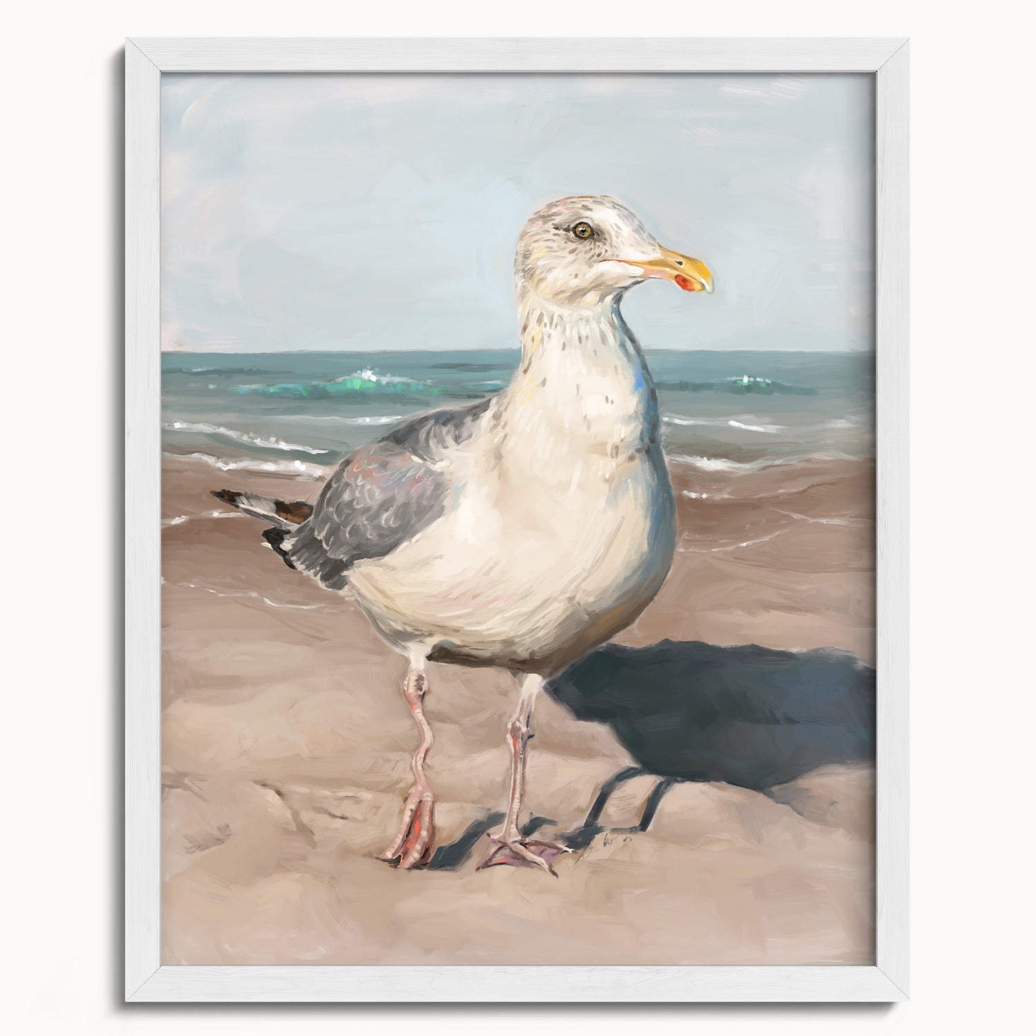 "Wobbly Leg Seagull" by Catherine Hébert - Seagull with Wobbly Leg Fine Art Print - 16"x20" size