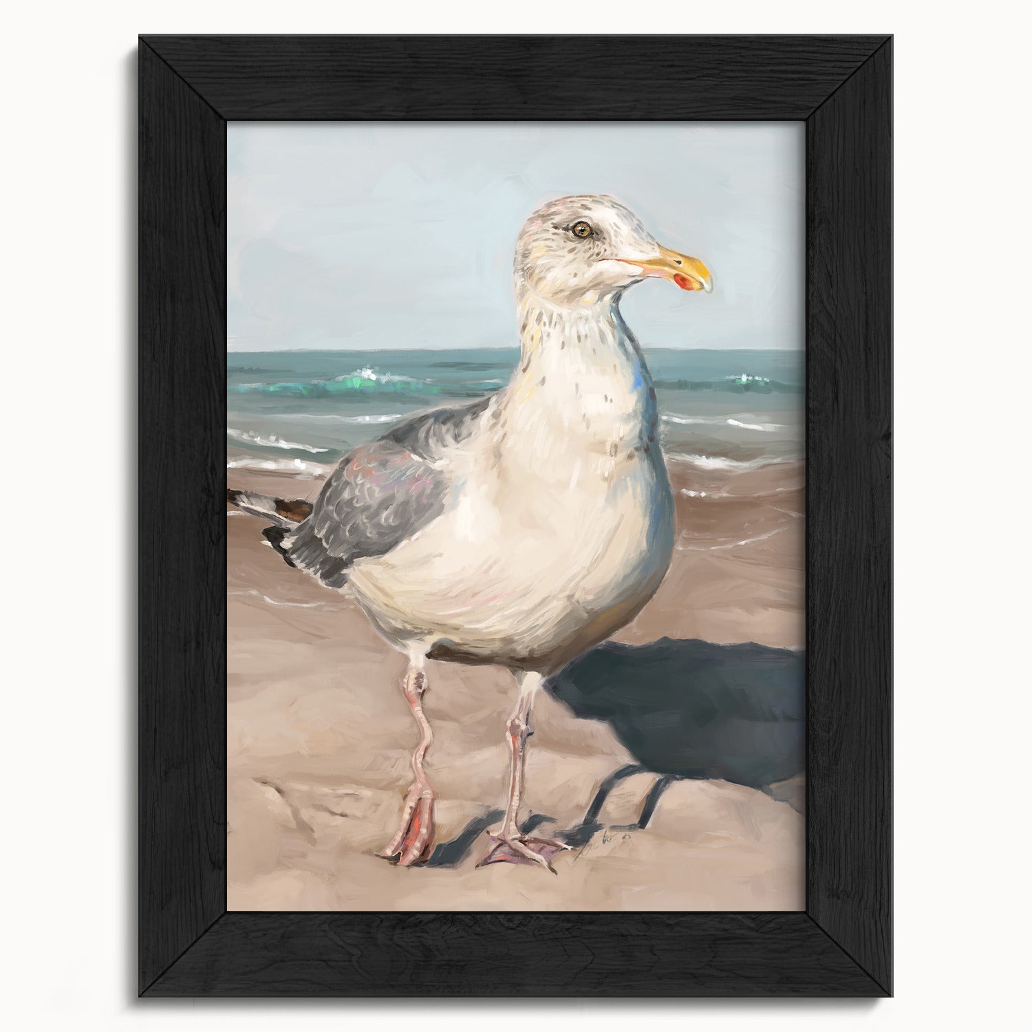 "Wobbly Leg Seagull" by Catherine Hébert - Seagull with Wobbly Leg Fine Art Print - 5"x7" size