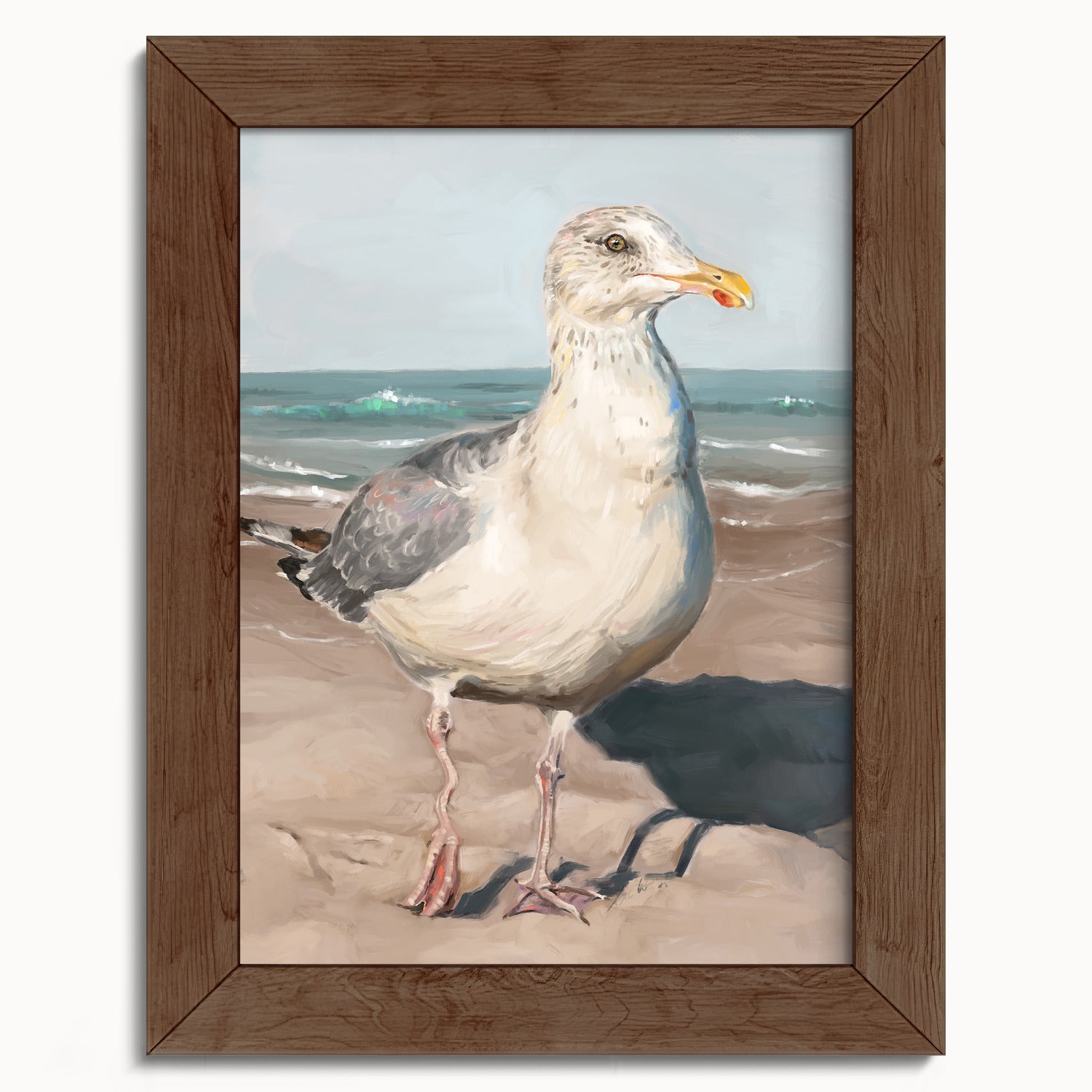 "Wobbly Leg Seagull" by Catherine Hébert - Seagull with Wobbly Leg Fine Art Print - 5"x7" size