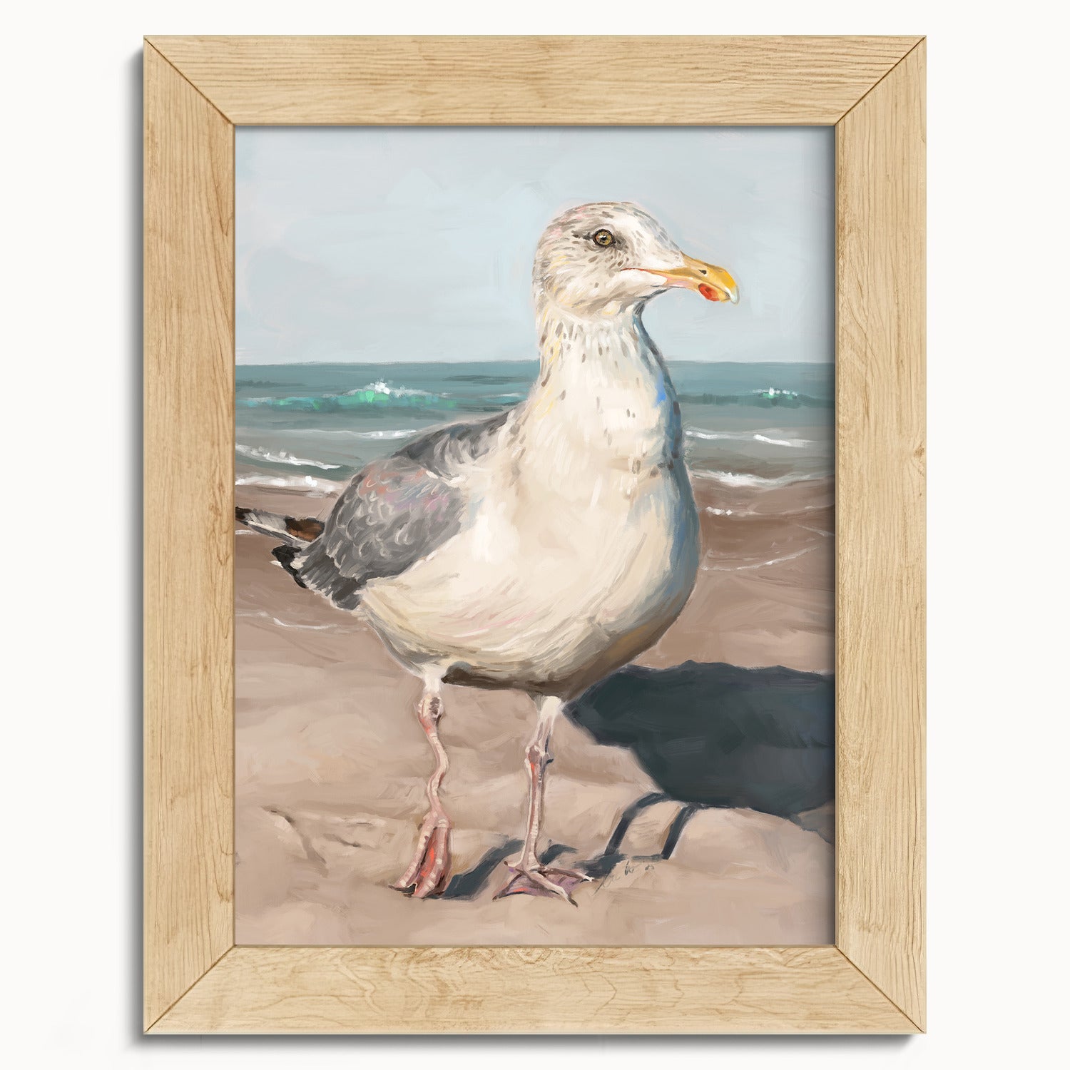"Wobbly Leg Seagull" by Catherine Hébert - Seagull with Wobbly Leg Fine Art Print - 5"x7" size