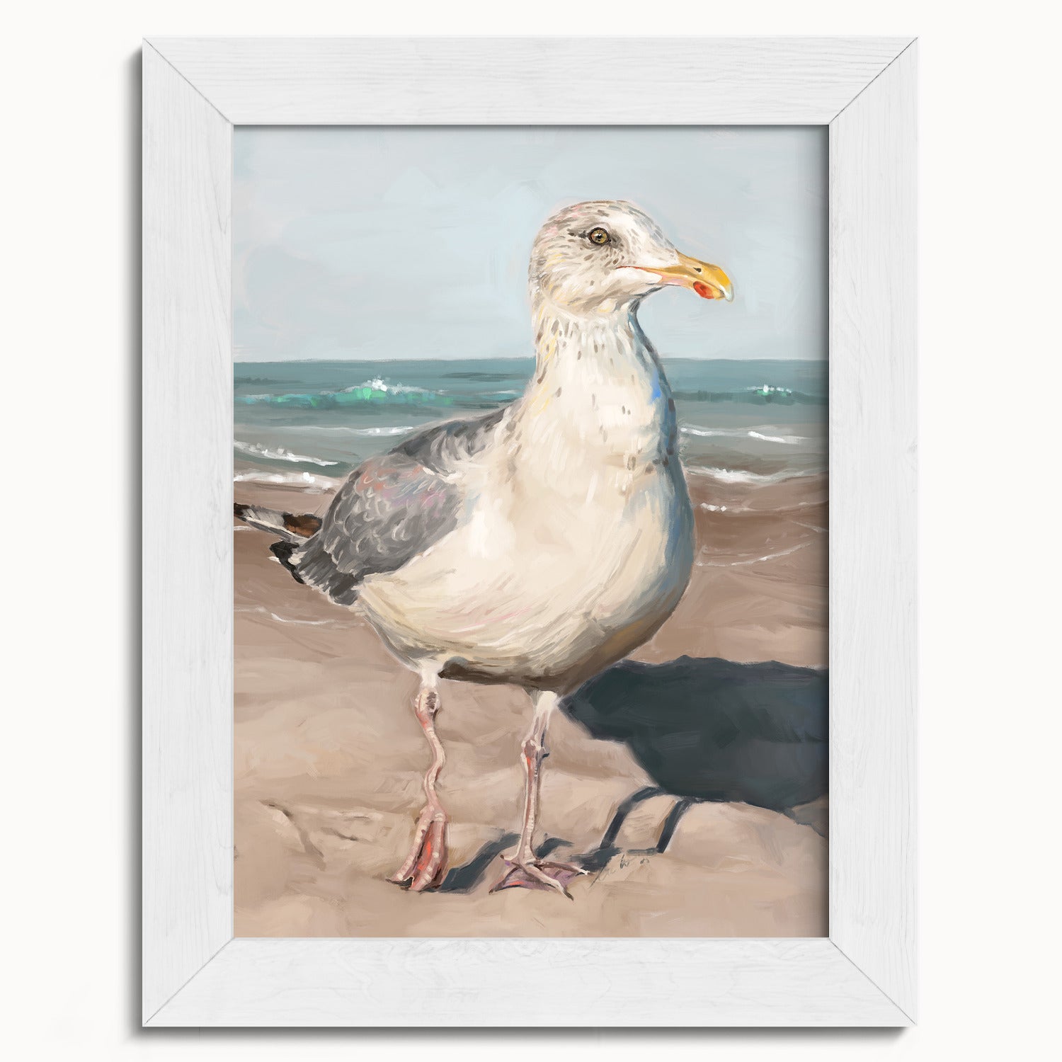 "Wobbly Leg Seagull" by Catherine Hébert - Seagull with Wobbly Leg Fine Art Print - 5"x7" size