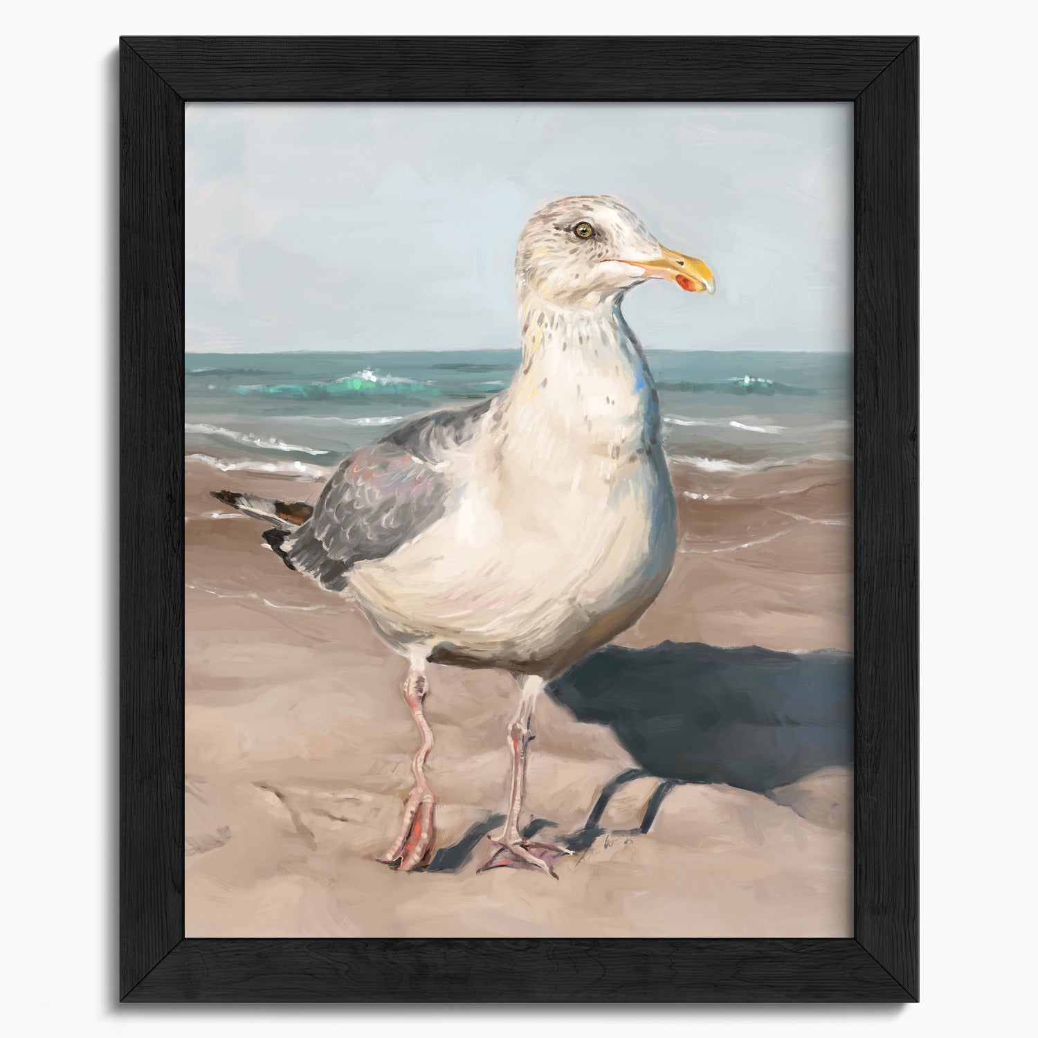 "Wobbly Leg Seagull" by Catherine Hébert - Seagull with Wobbly Leg Fine Art Print - 8"x10" size