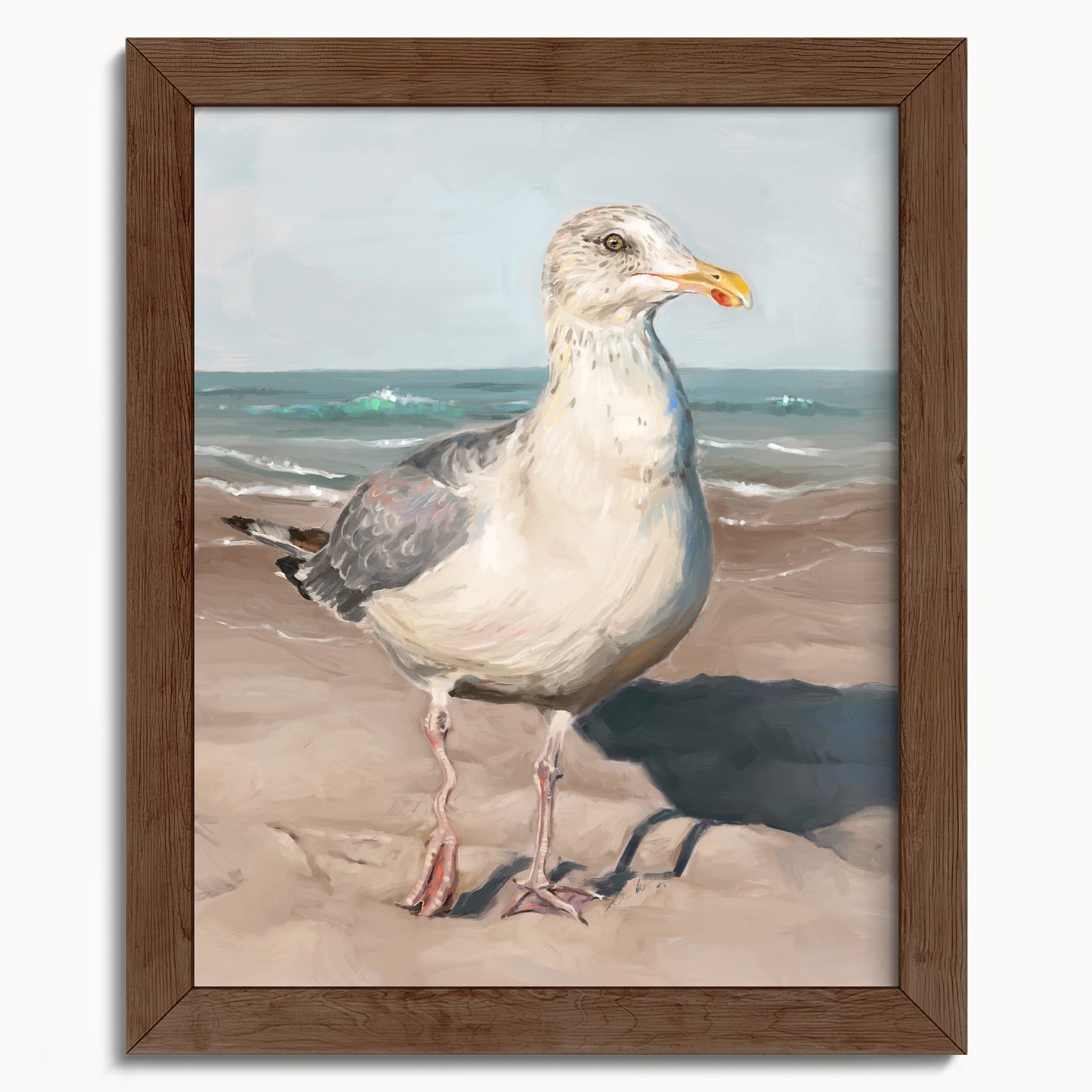 "Wobbly Leg Seagull" by Catherine Hébert - Seagull with Wobbly Leg Fine Art Print - 8"x10" size
