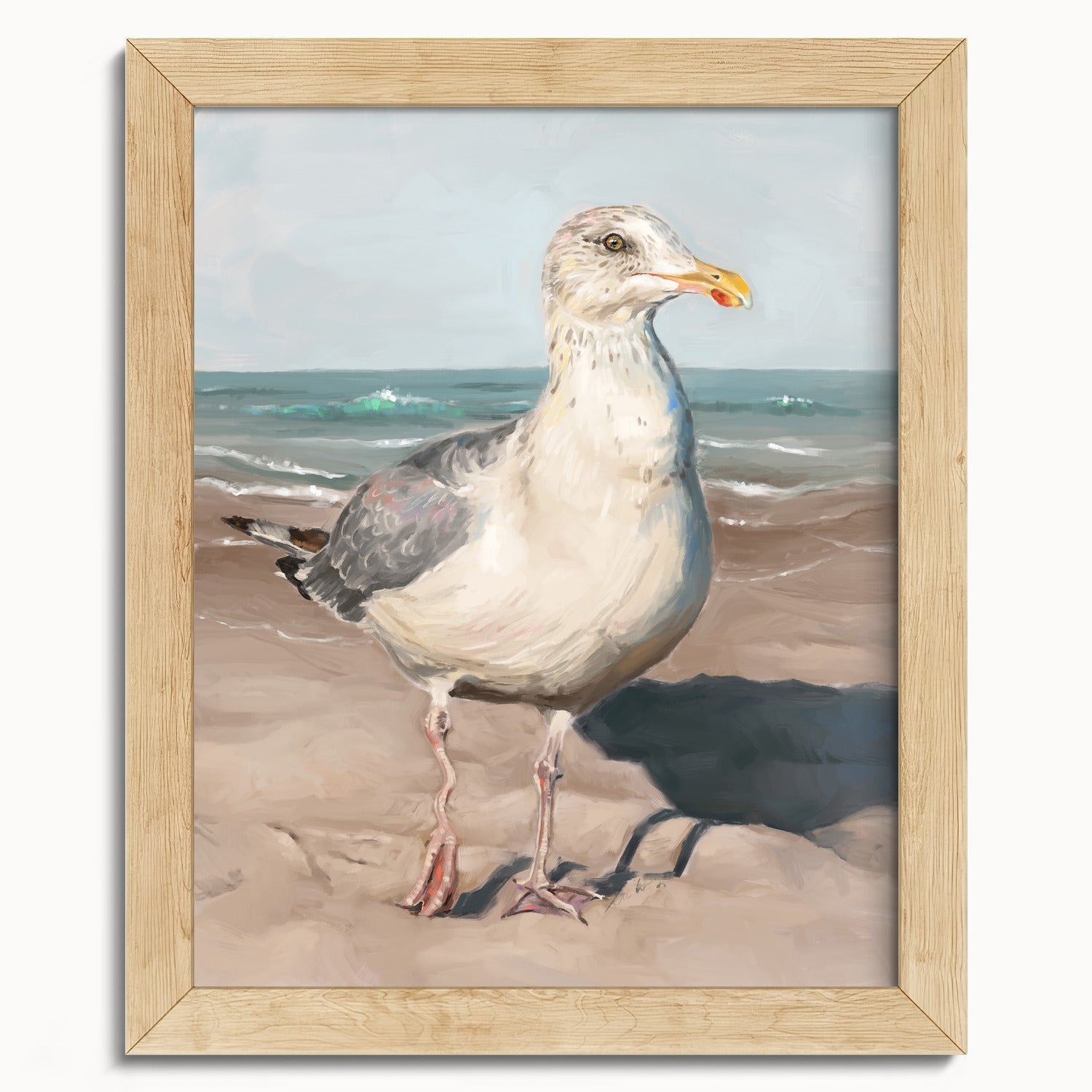 "Wobbly Leg Seagull" by Catherine Hébert - Seagull with Wobbly Leg Fine Art Print - 8"x10" size