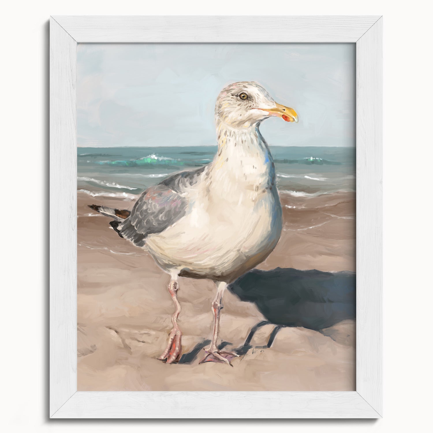 "Wobbly Leg Seagull" by Catherine Hébert - Seagull with Wobbly Leg Fine Art Print - 8"x10" size