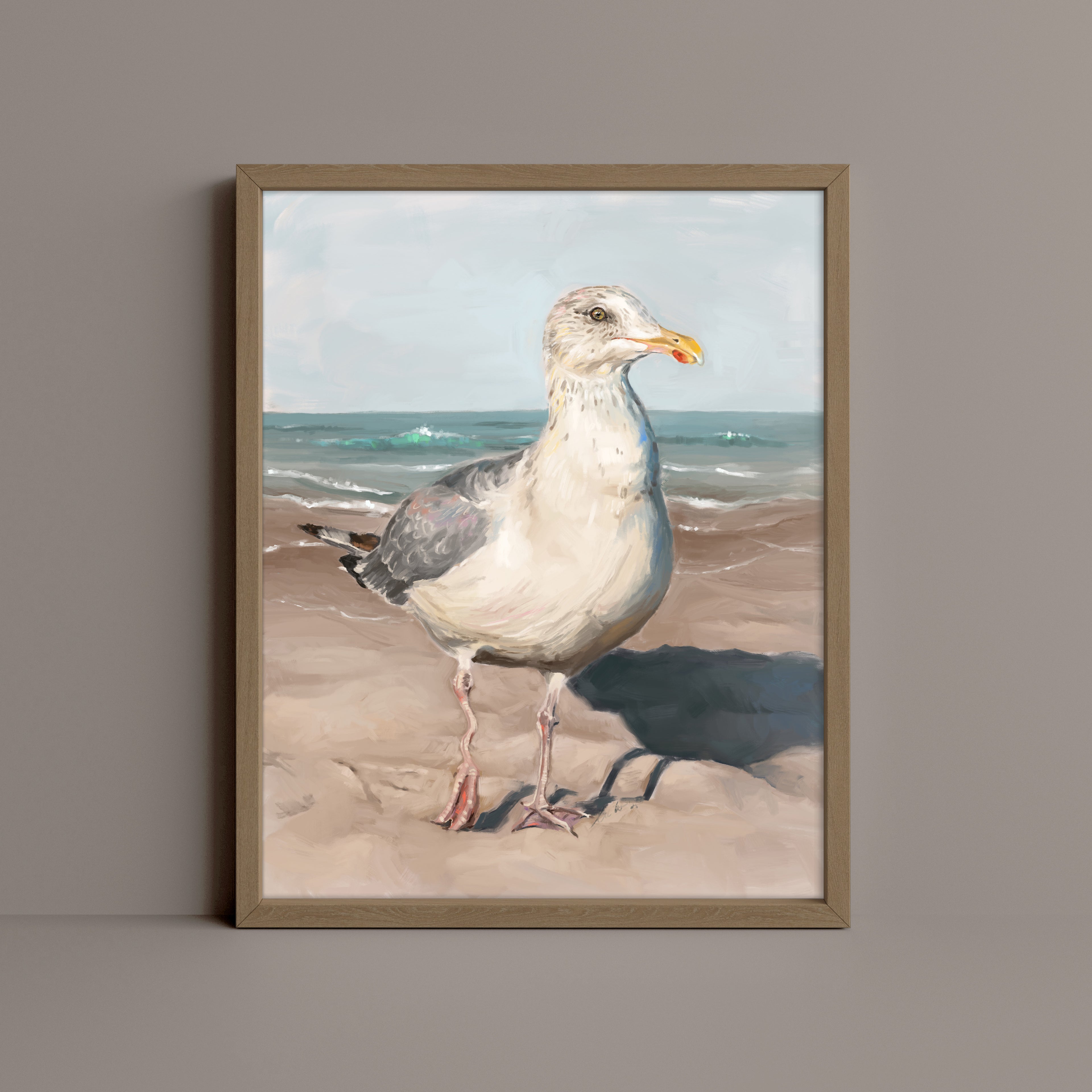 "Wobbly Leg Seagull" by Catherine Hébert - Seagull with Wobbly Leg Fine Art Print
