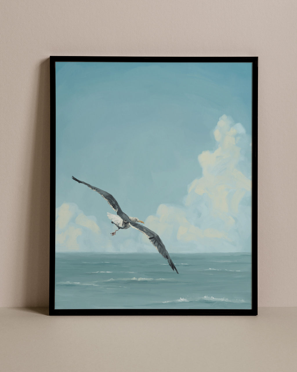"Wobbly Seagull in Flight" by Catherine Hébert - Seagull In Flight Fine Art Print