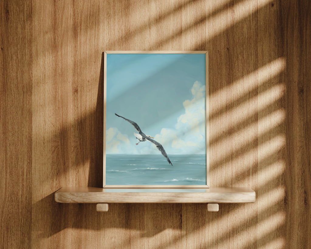 "Wobbly Seagull in Flight" by Catherine Hébert - Seagull In Flight Fine Art Print