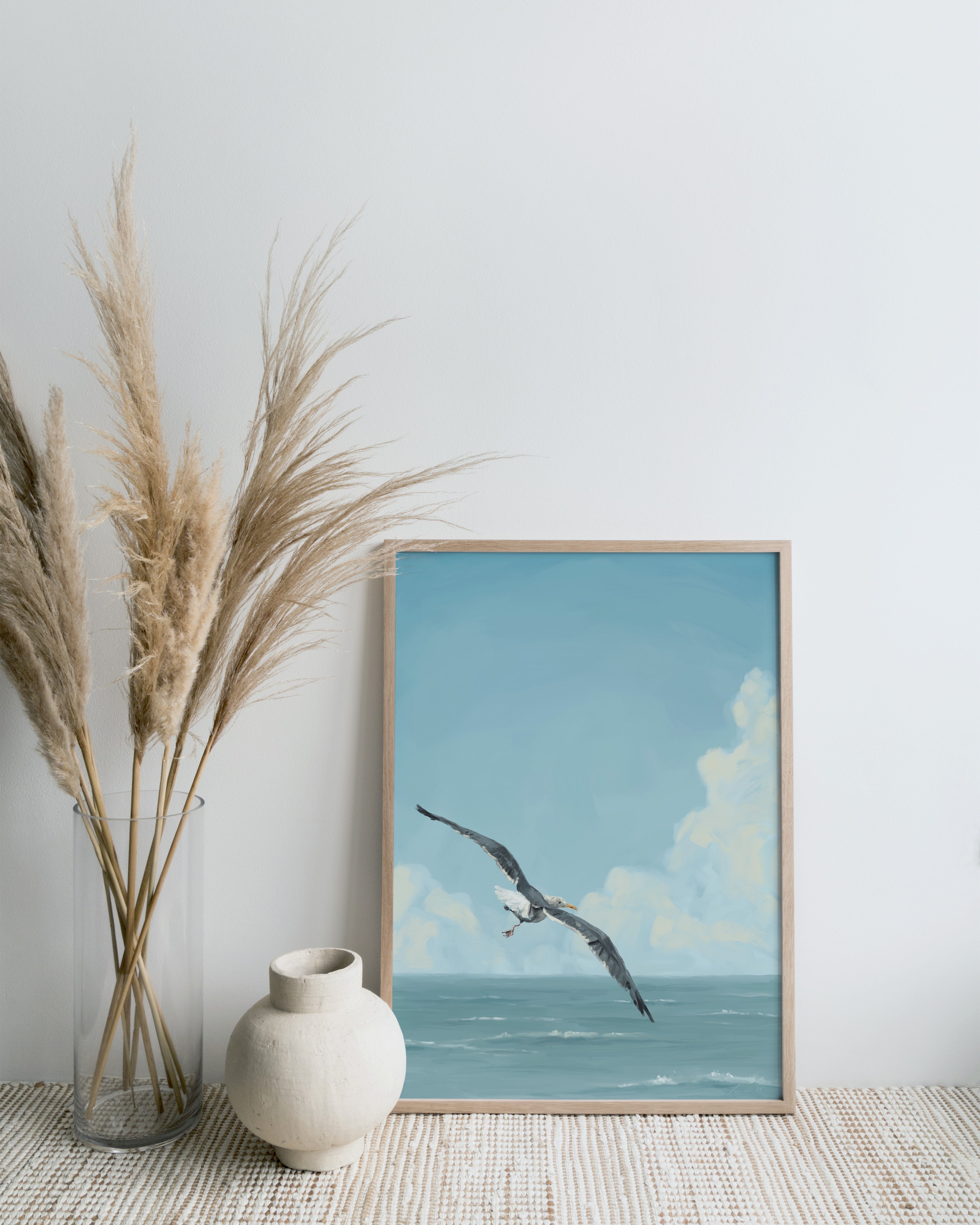 "Wobbly Seagull in Flight" by Catherine Hébert - Seagull In Flight Fine Art Print