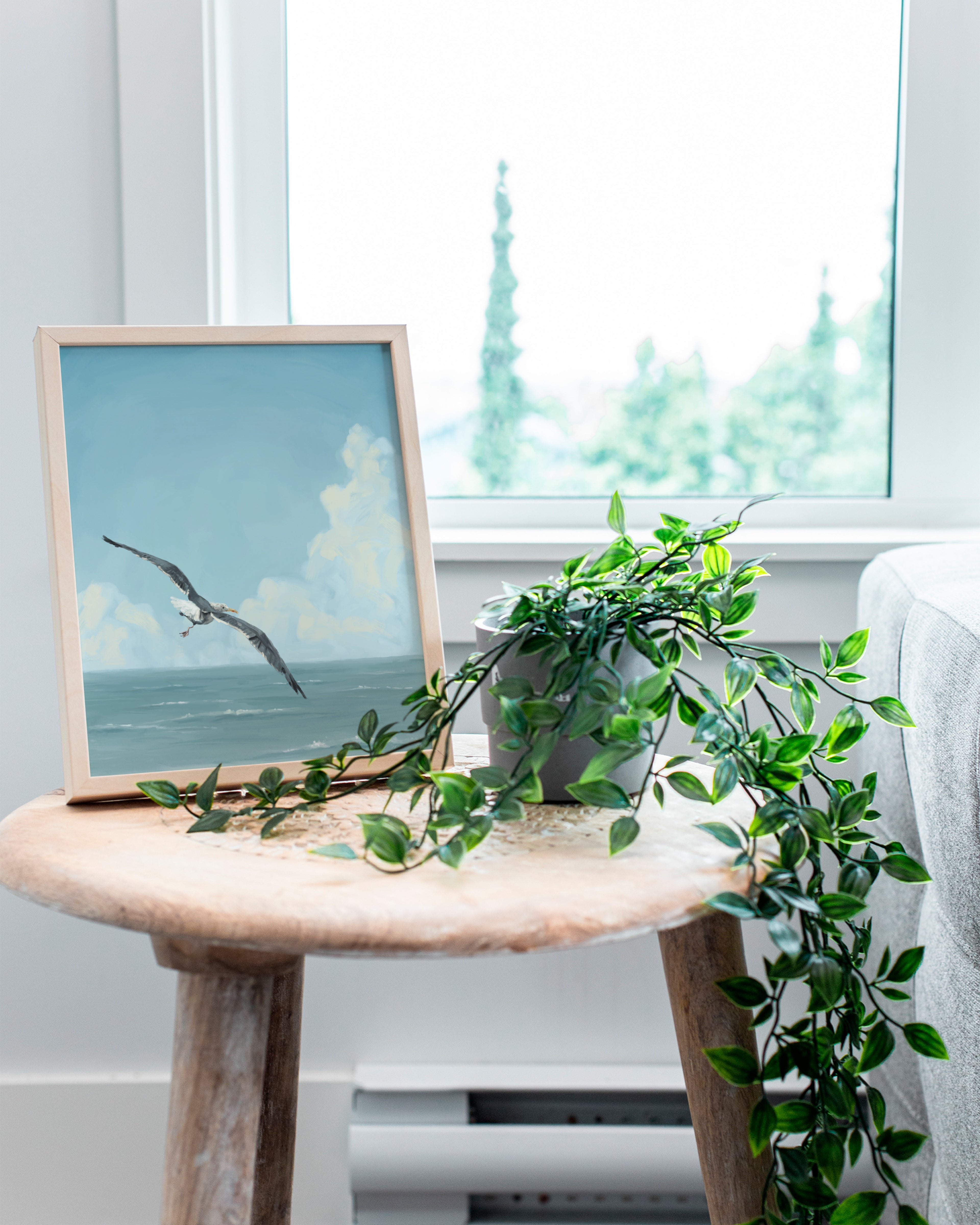 "Wobbly Seagull in Flight" by Catherine Hébert - Seagull In Flight Fine Art Print