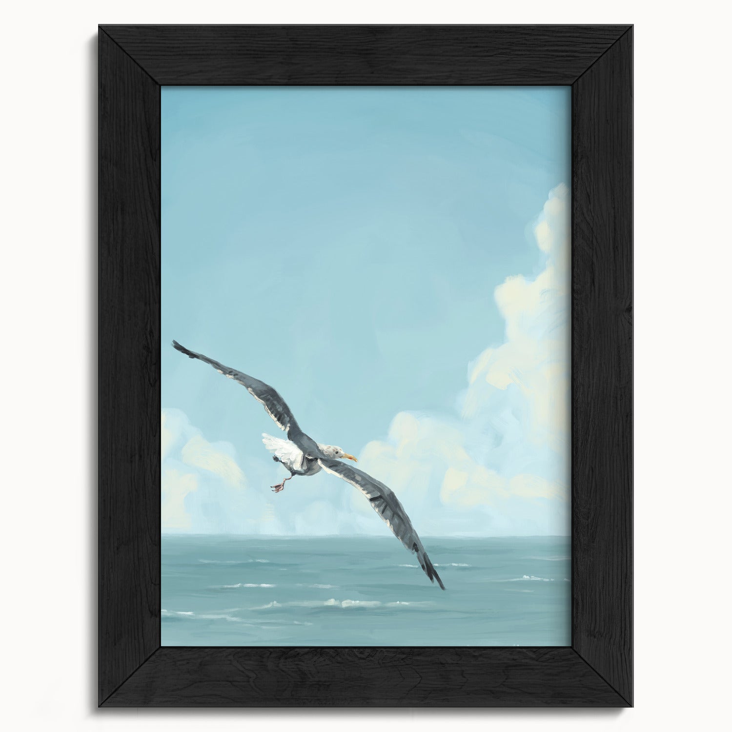 "Wobbly Seagull in Flight" by Catherine Hébert - Seagull In Flight Fine Art Print - 5"x7" size