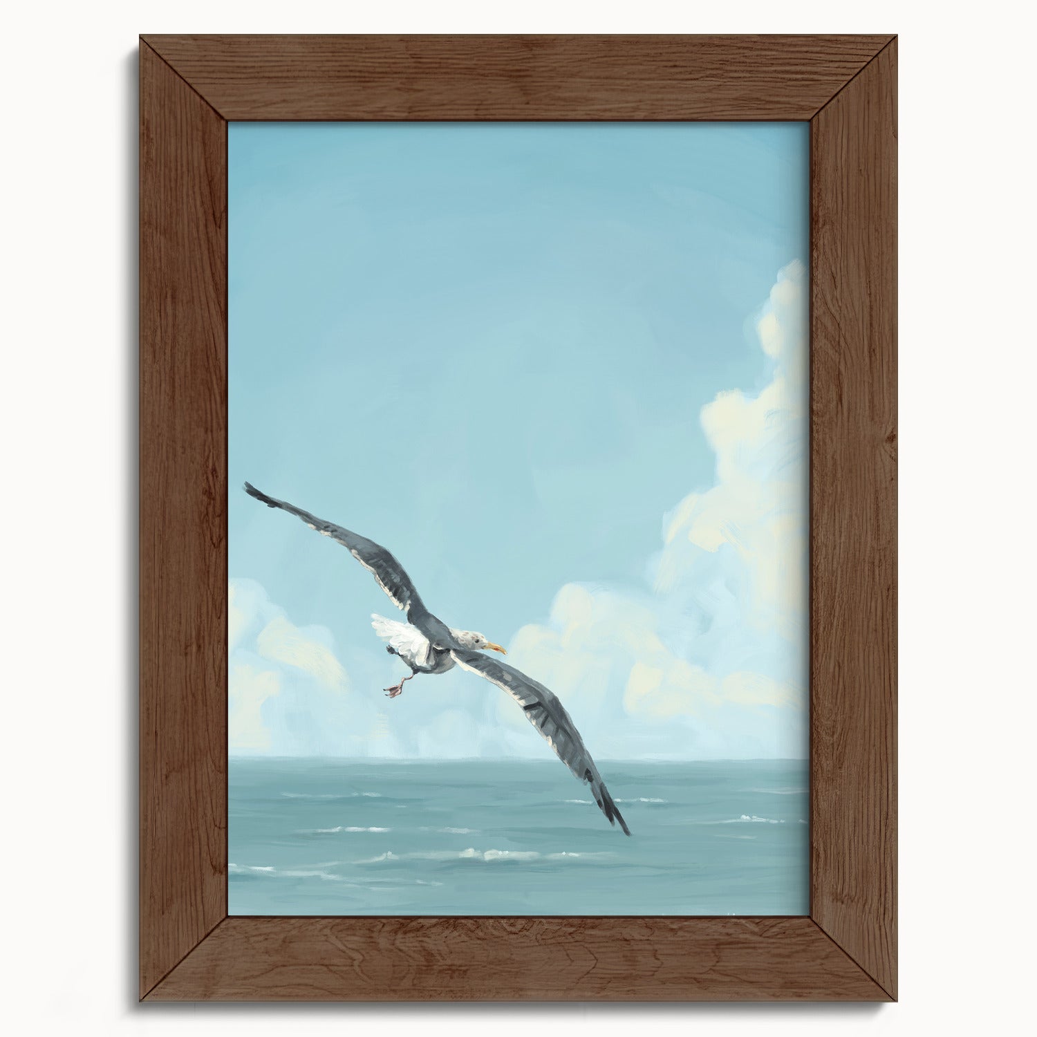 "Wobbly Seagull in Flight" by Catherine Hébert - Seagull In Flight Fine Art Print - 5"x7" size