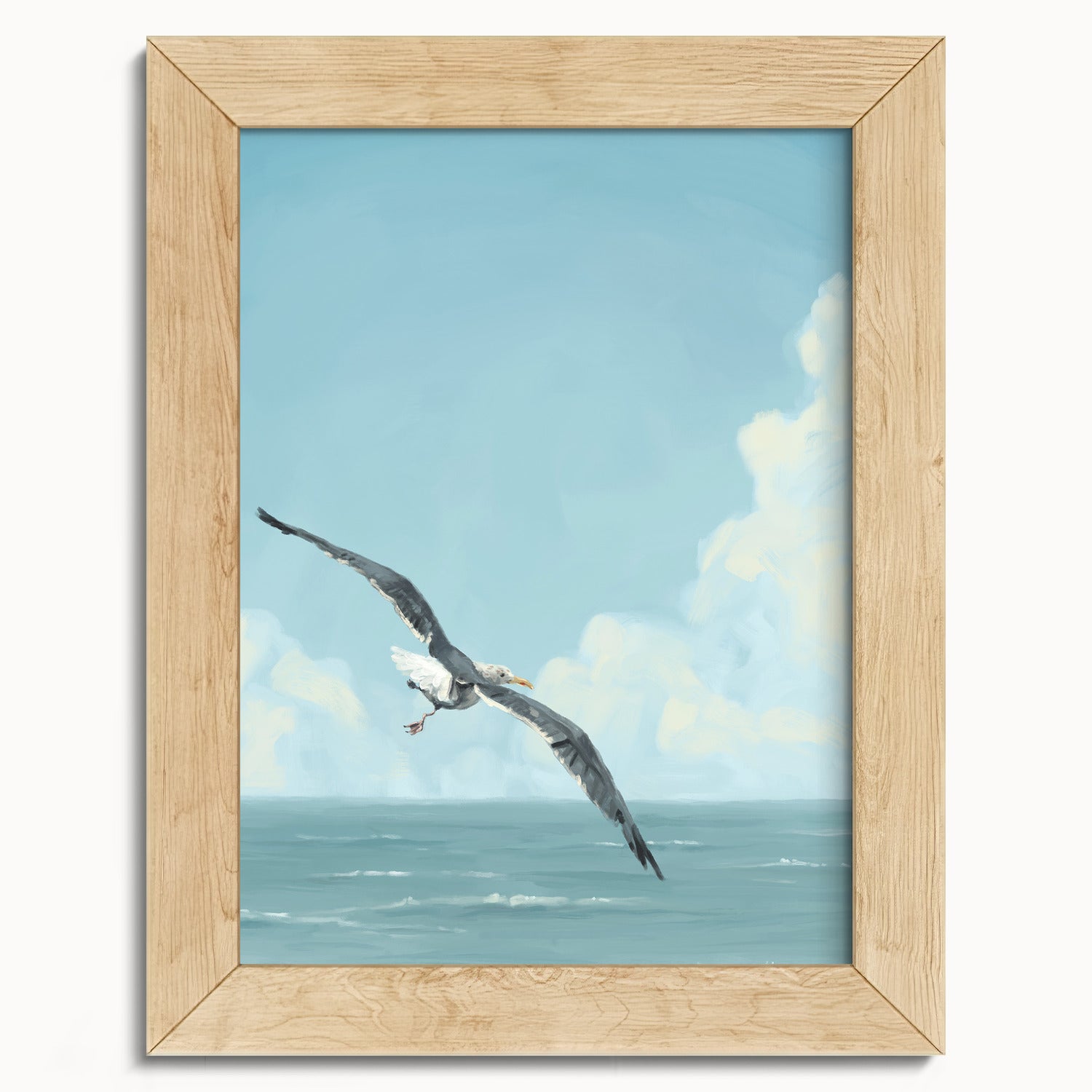 "Wobbly Seagull in Flight" by Catherine Hébert - Seagull In Flight Fine Art Print - 5"x7" size