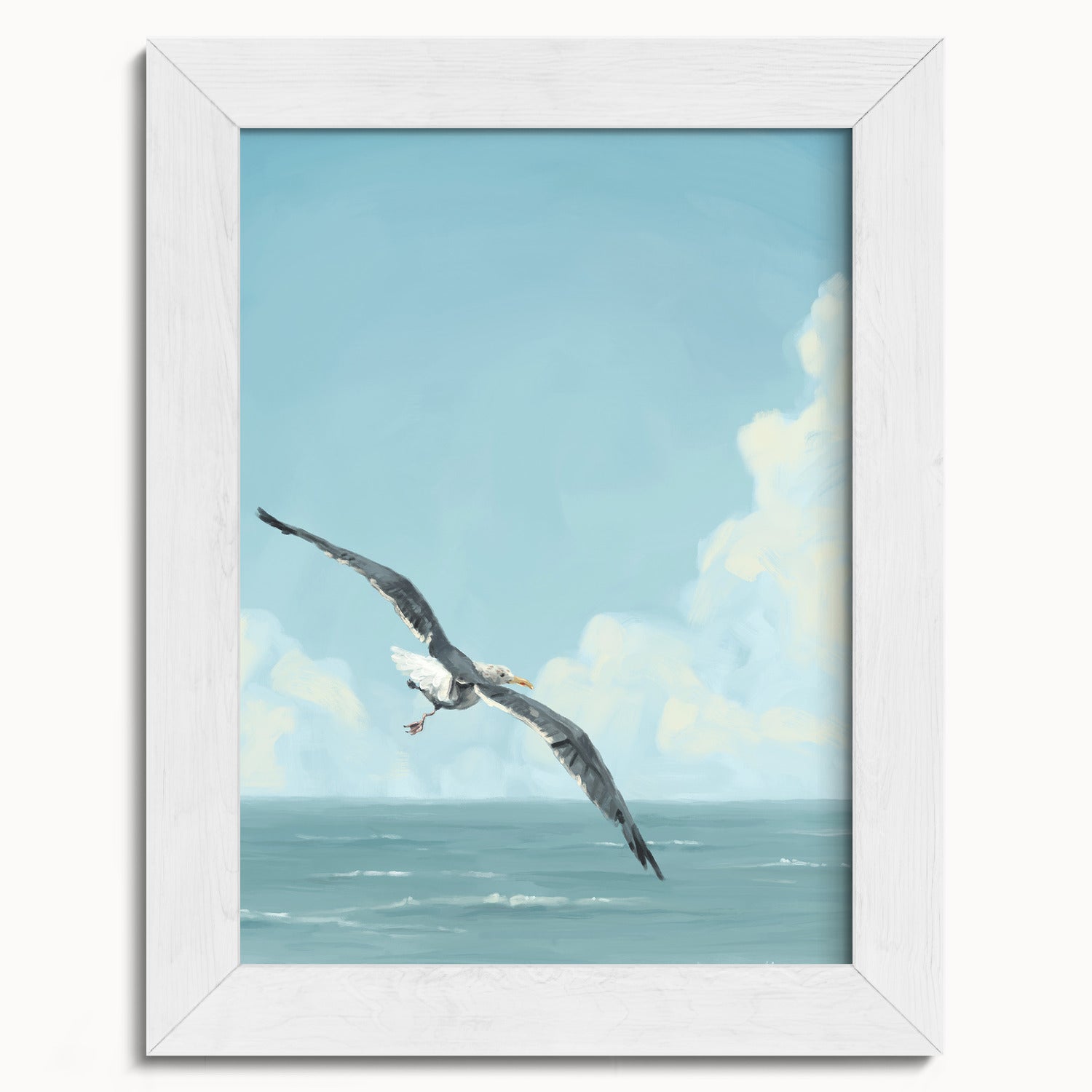 "Wobbly Seagull in Flight" by Catherine Hébert - Seagull In Flight Fine Art Print - 5"x7" size