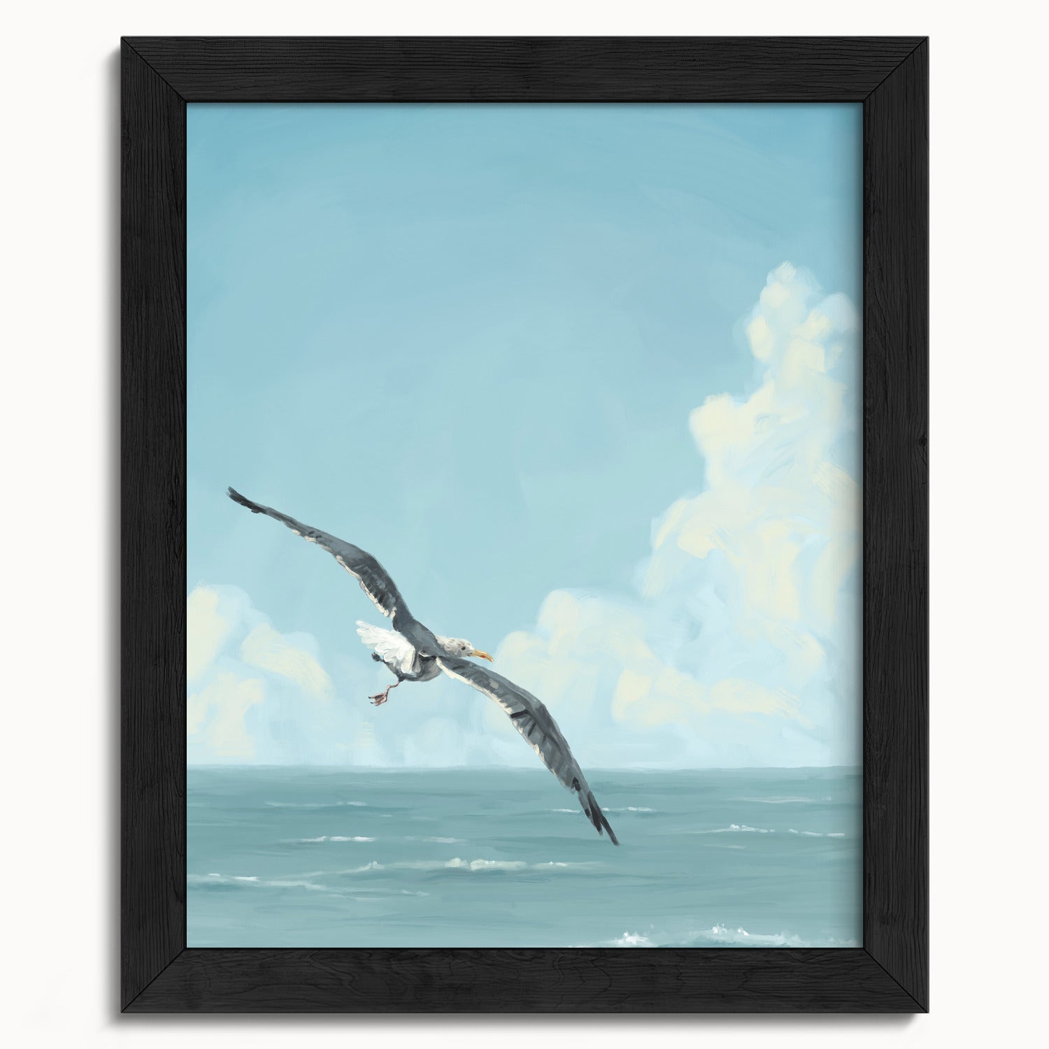 "Wobbly Seagull in Flight" by Catherine Hébert - Seagull In Flight Fine Art Print - 8"x10" size