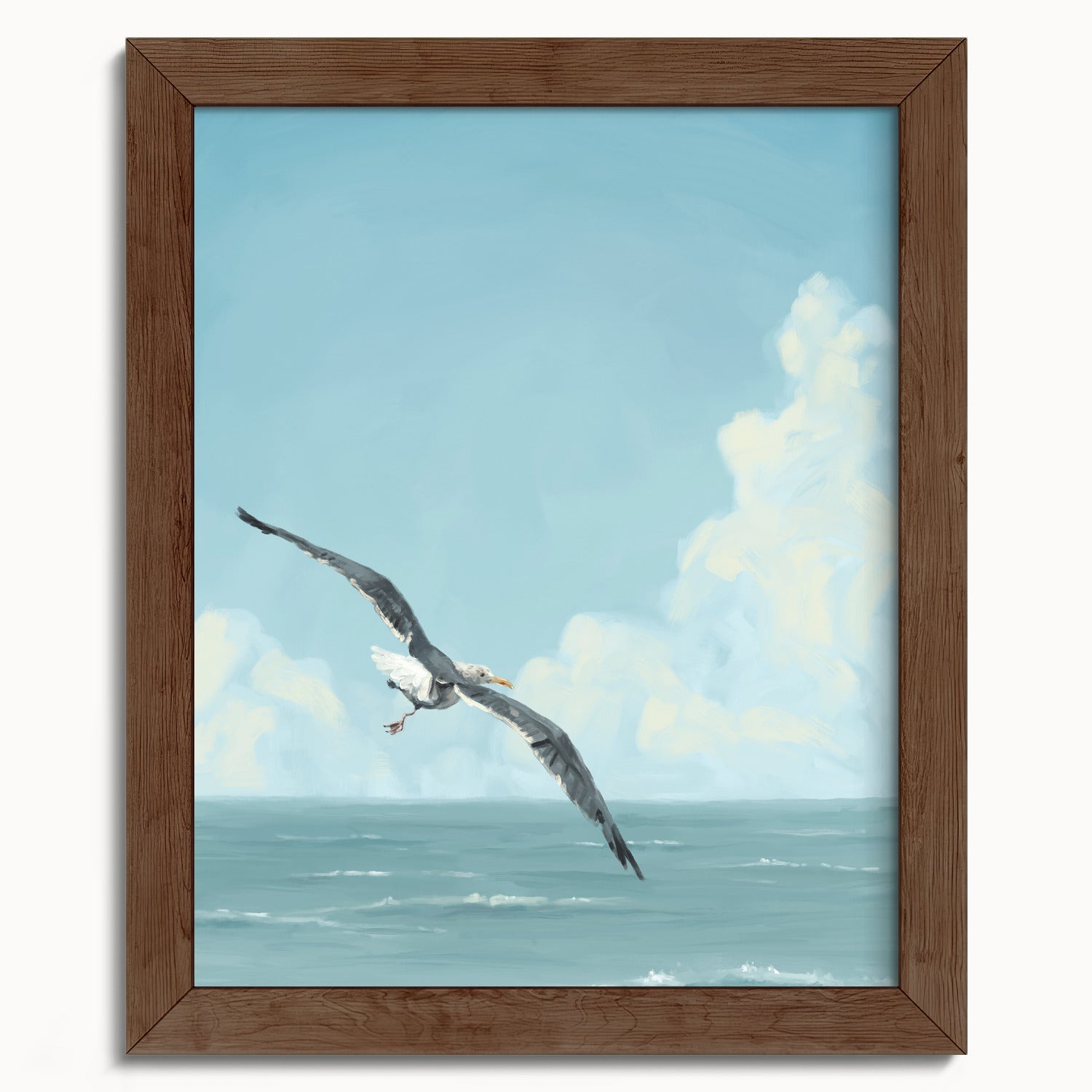 "Wobbly Seagull in Flight" by Catherine Hébert - Seagull In Flight Fine Art Print - 8"x10" size
