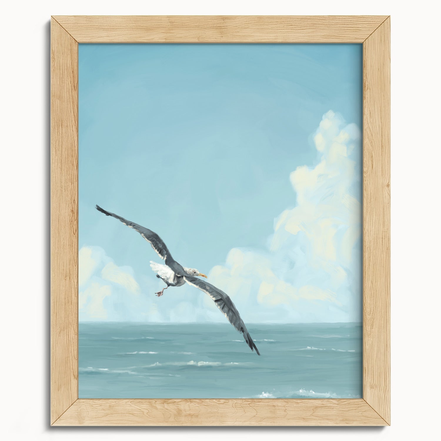 "Wobbly Seagull in Flight" by Catherine Hébert - Seagull In Flight Fine Art Print - 8"x10" size