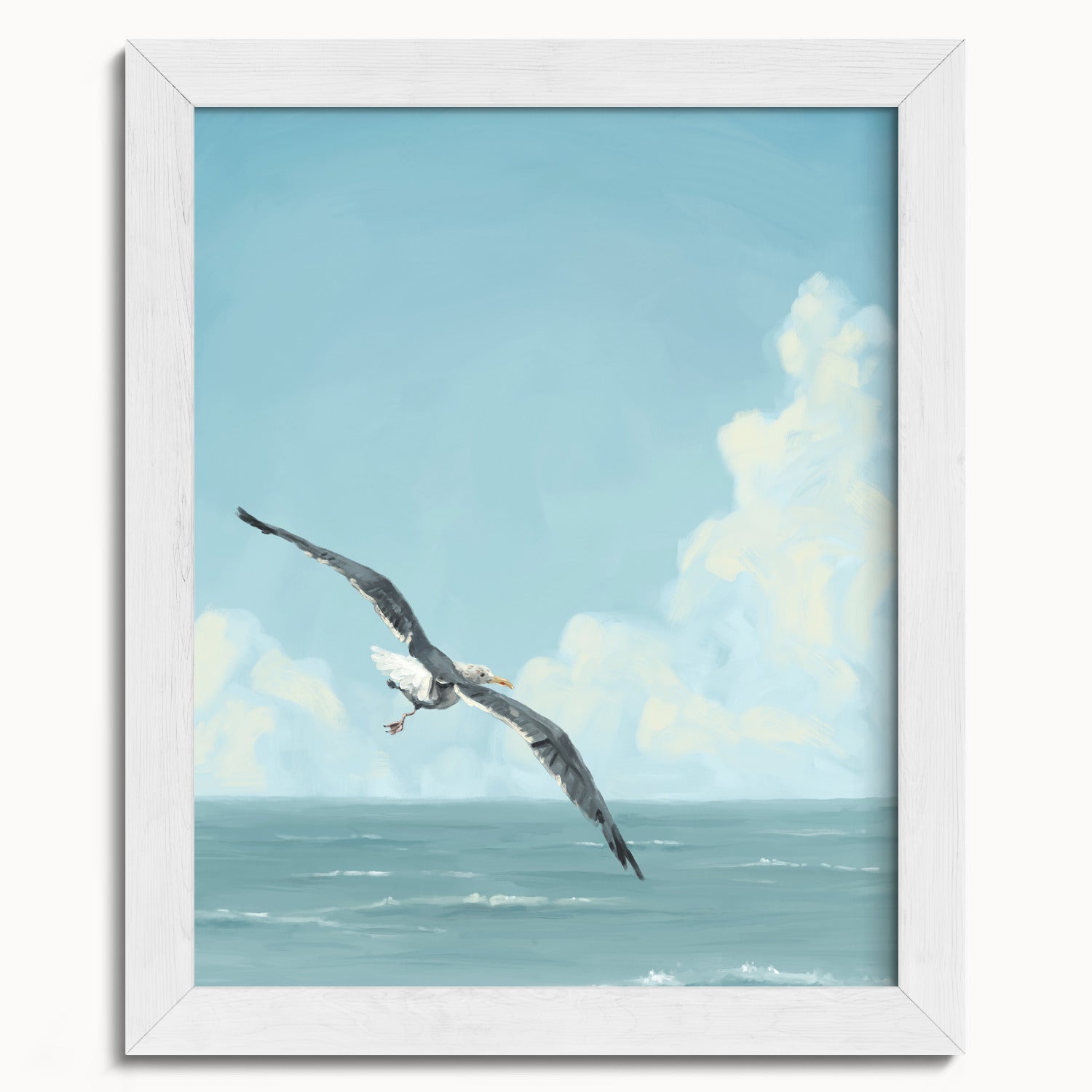 "Wobbly Seagull in Flight" by Catherine Hébert - Seagull In Flight Fine Art Print - 8"x10" size