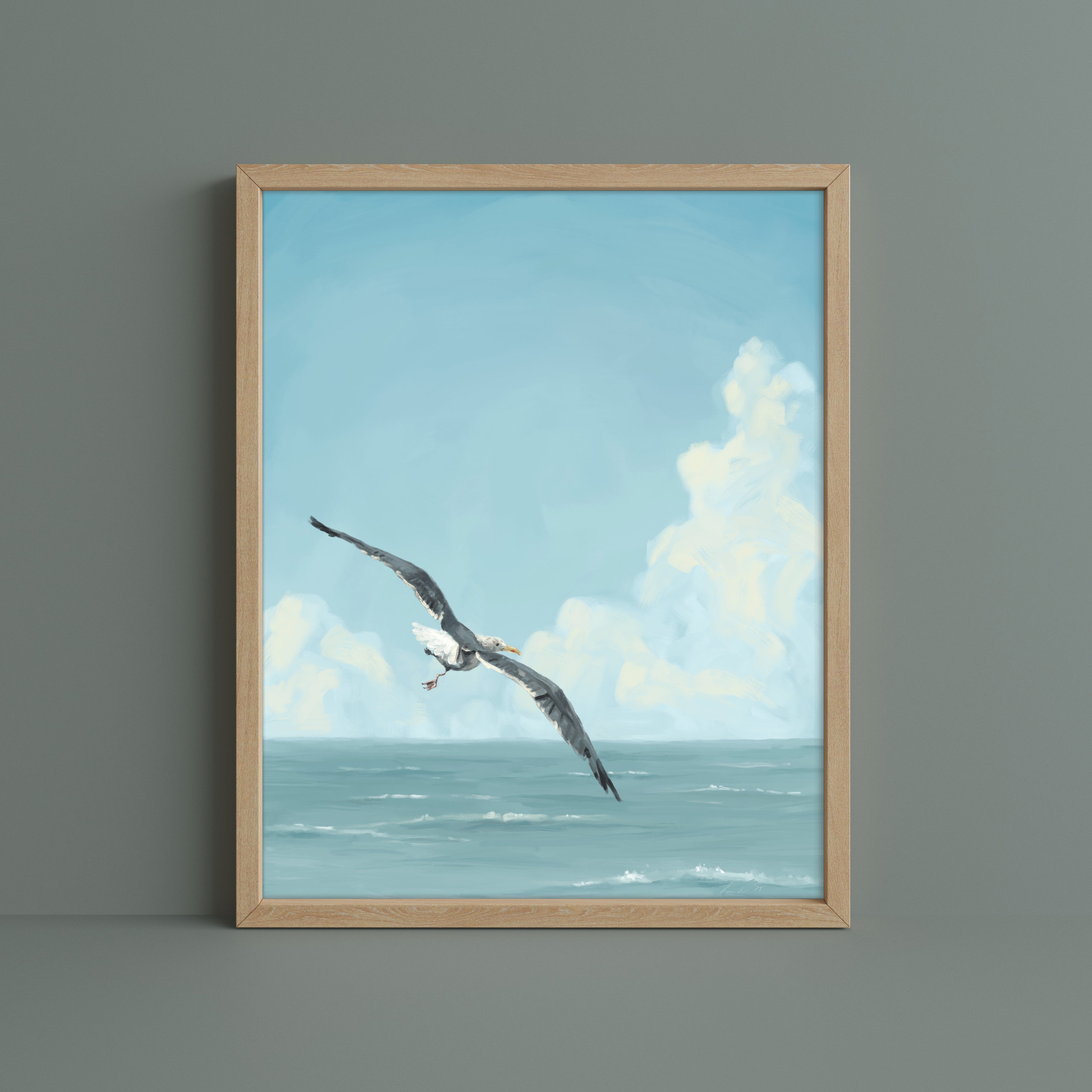 "Wobbly Seagull in Flight" by Catherine Hébert - Seagull In Flight Fine Art Print