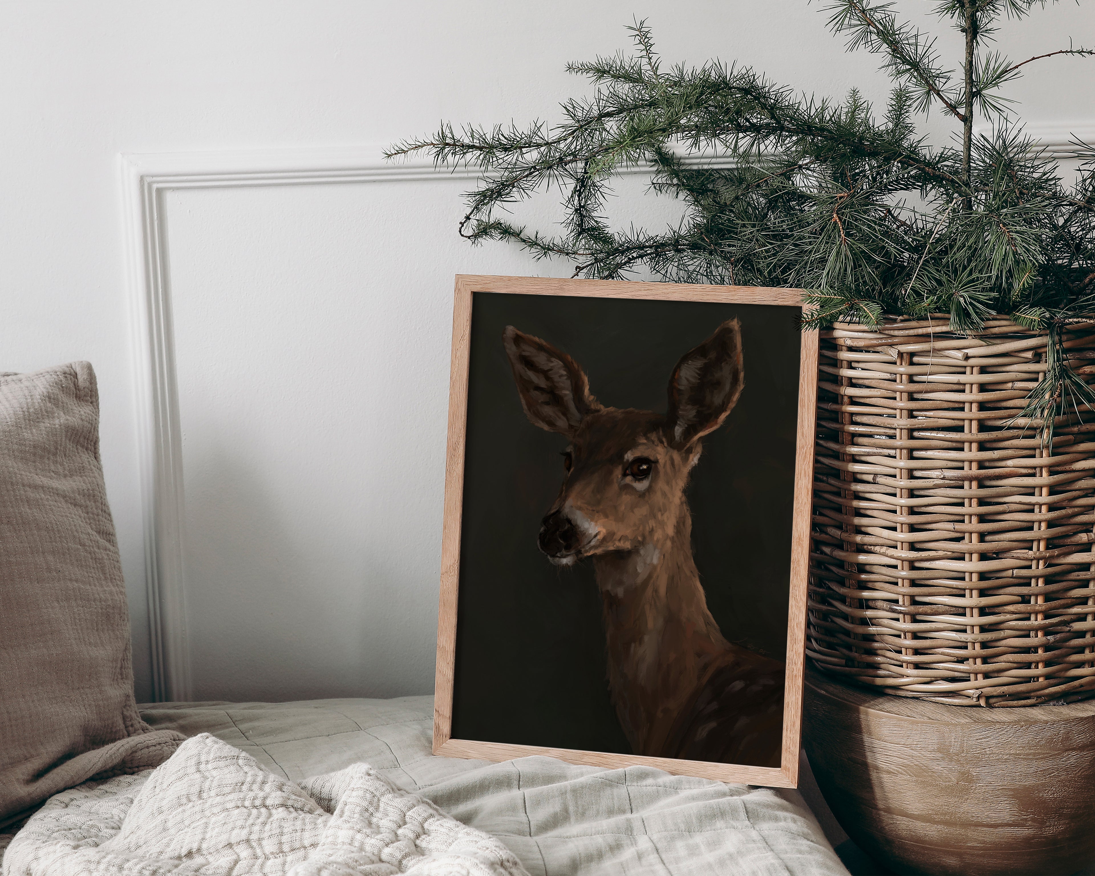"The Deer" by Catherine Hébert - White Tailed Deer Art Print