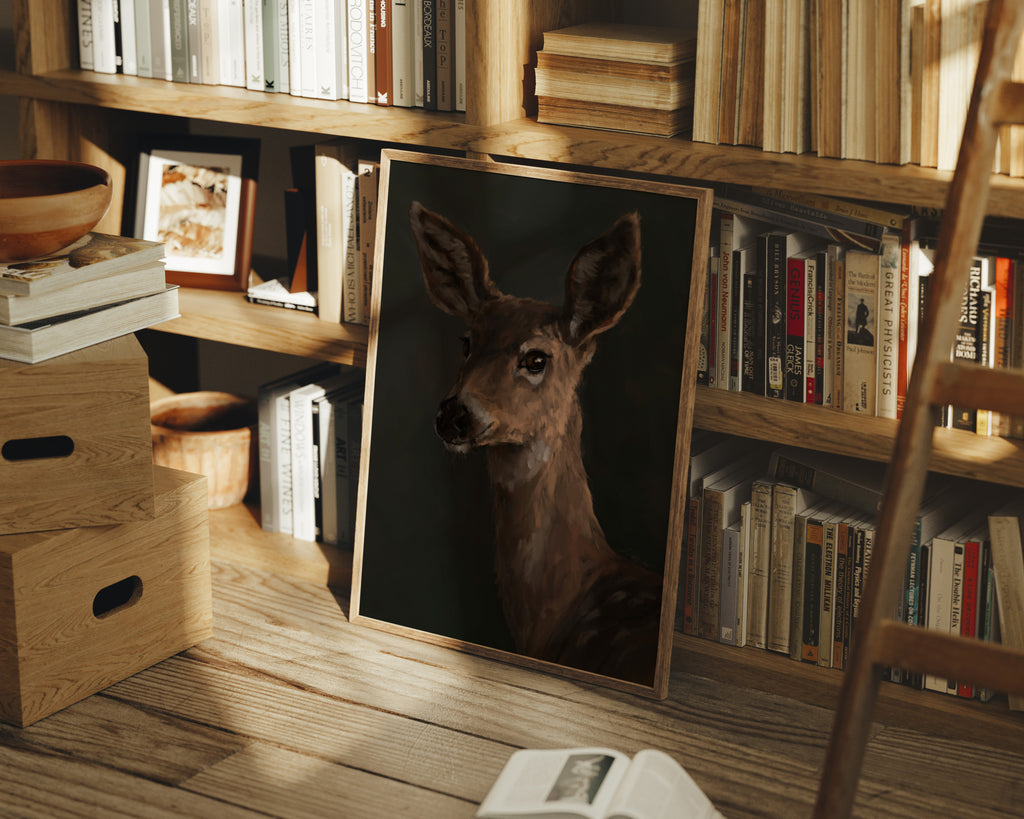 "The Deer" by Catherine Hébert - White Tailed Deer Art Print