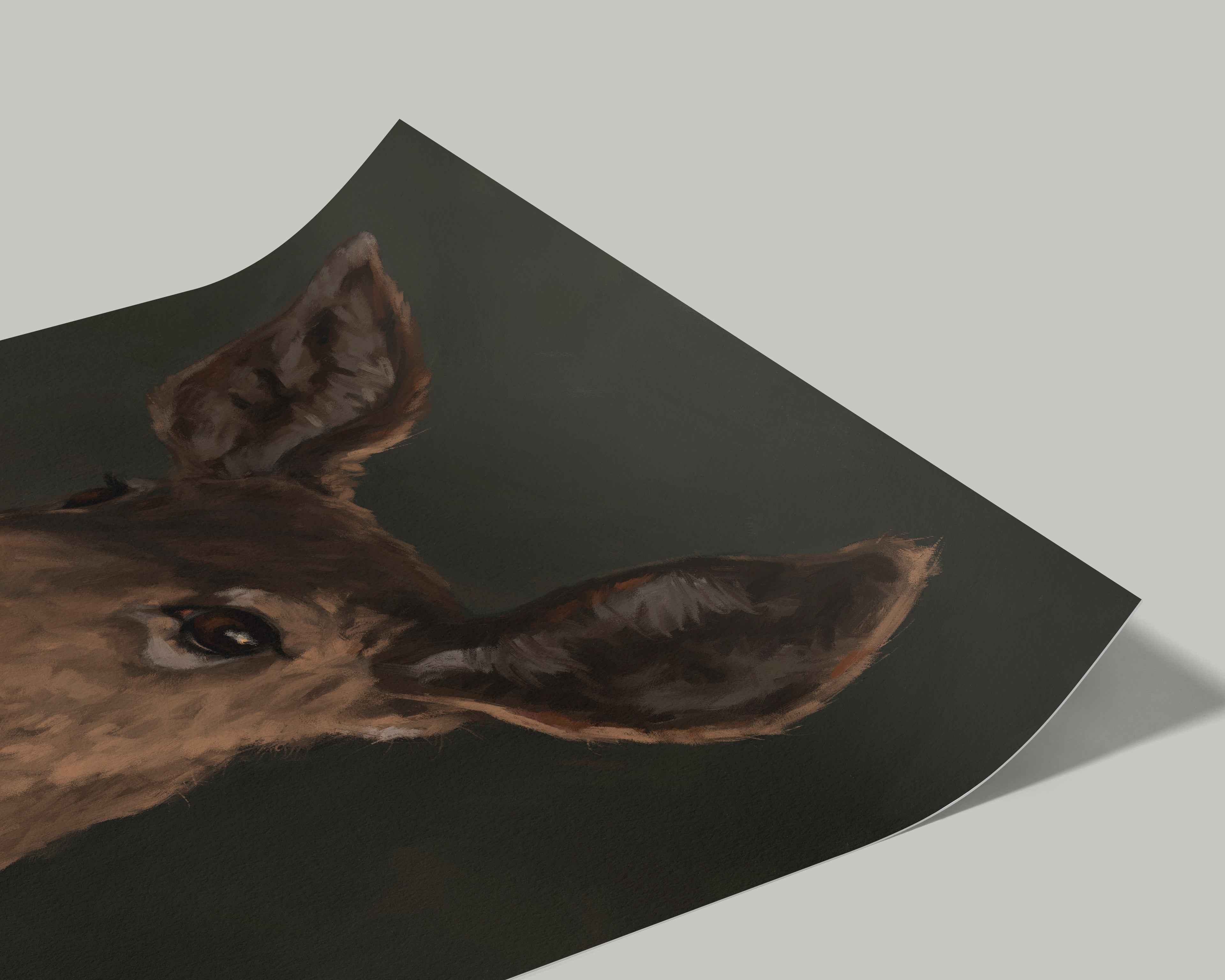 "The Deer" by Catherine Hébert - White Tailed Deer Art Print