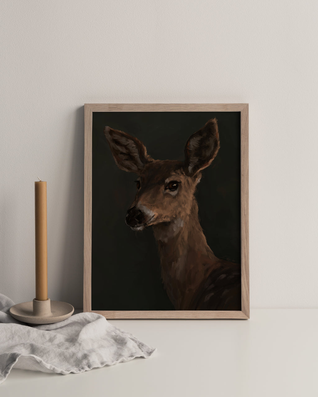 "The Deer" by Catherine Hébert - White Tailed Deer Art Print