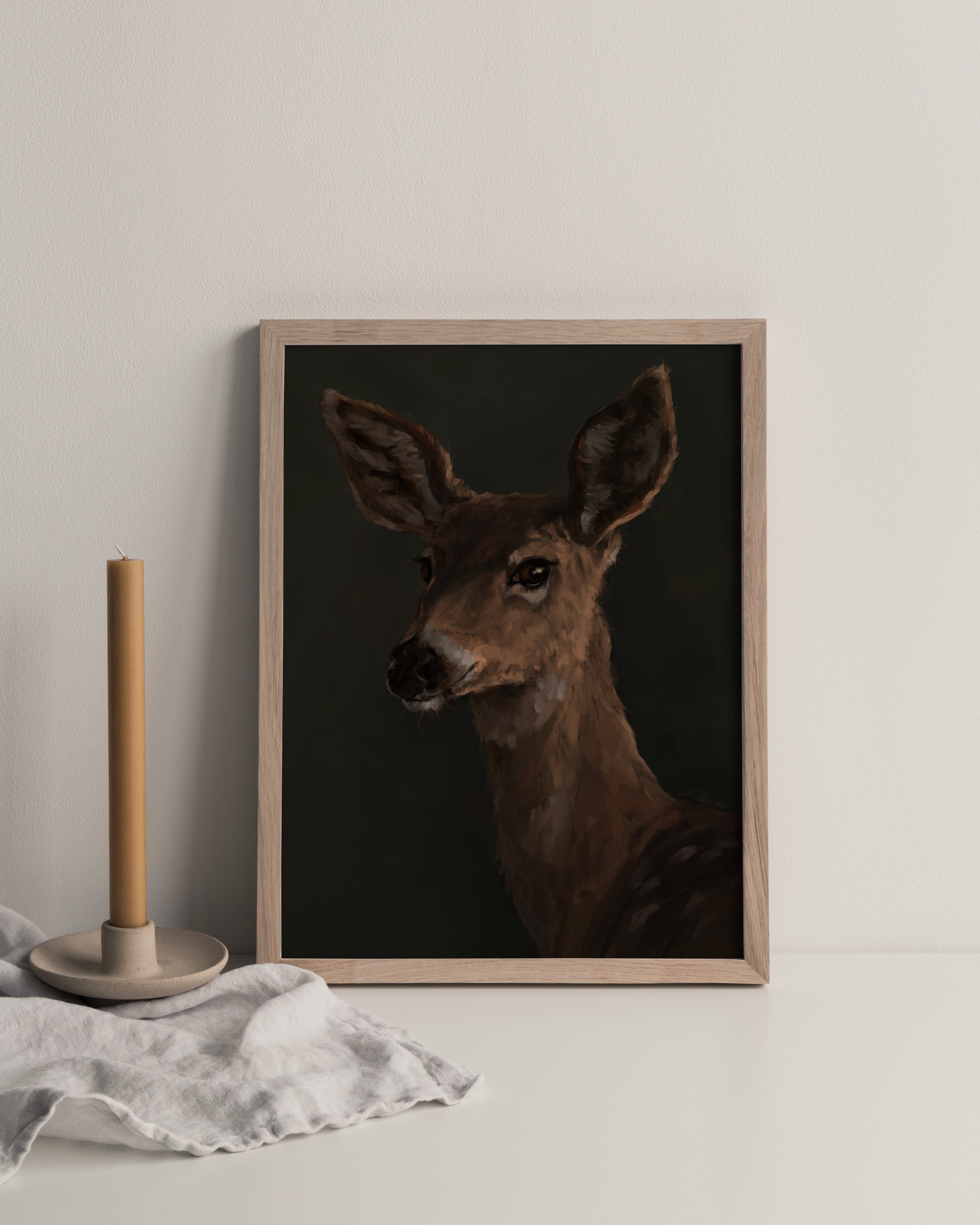 "The Deer" by Catherine Hébert - White Tailed Deer Art Print