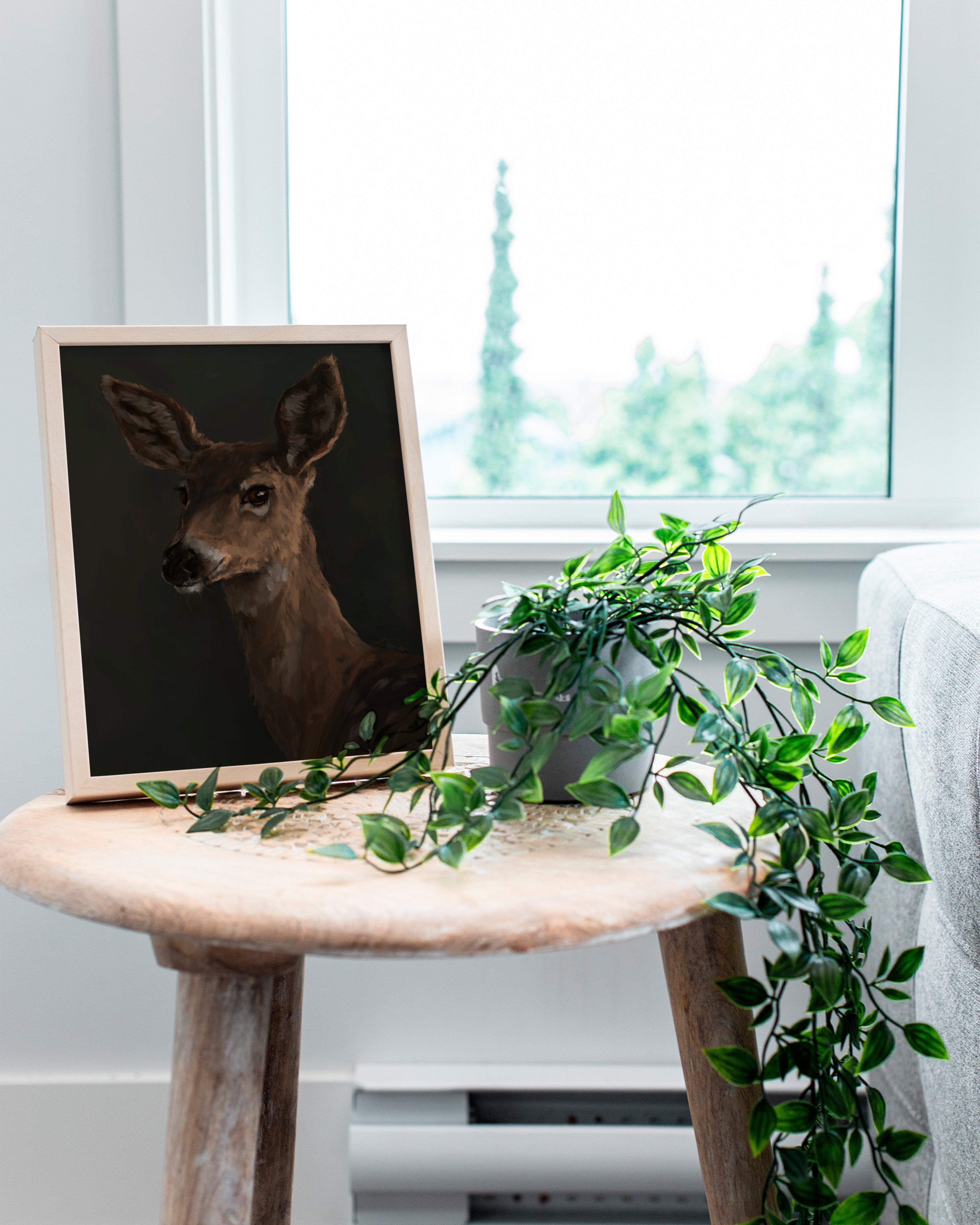 "The Deer" by Catherine Hébert - White Tailed Deer Art Print