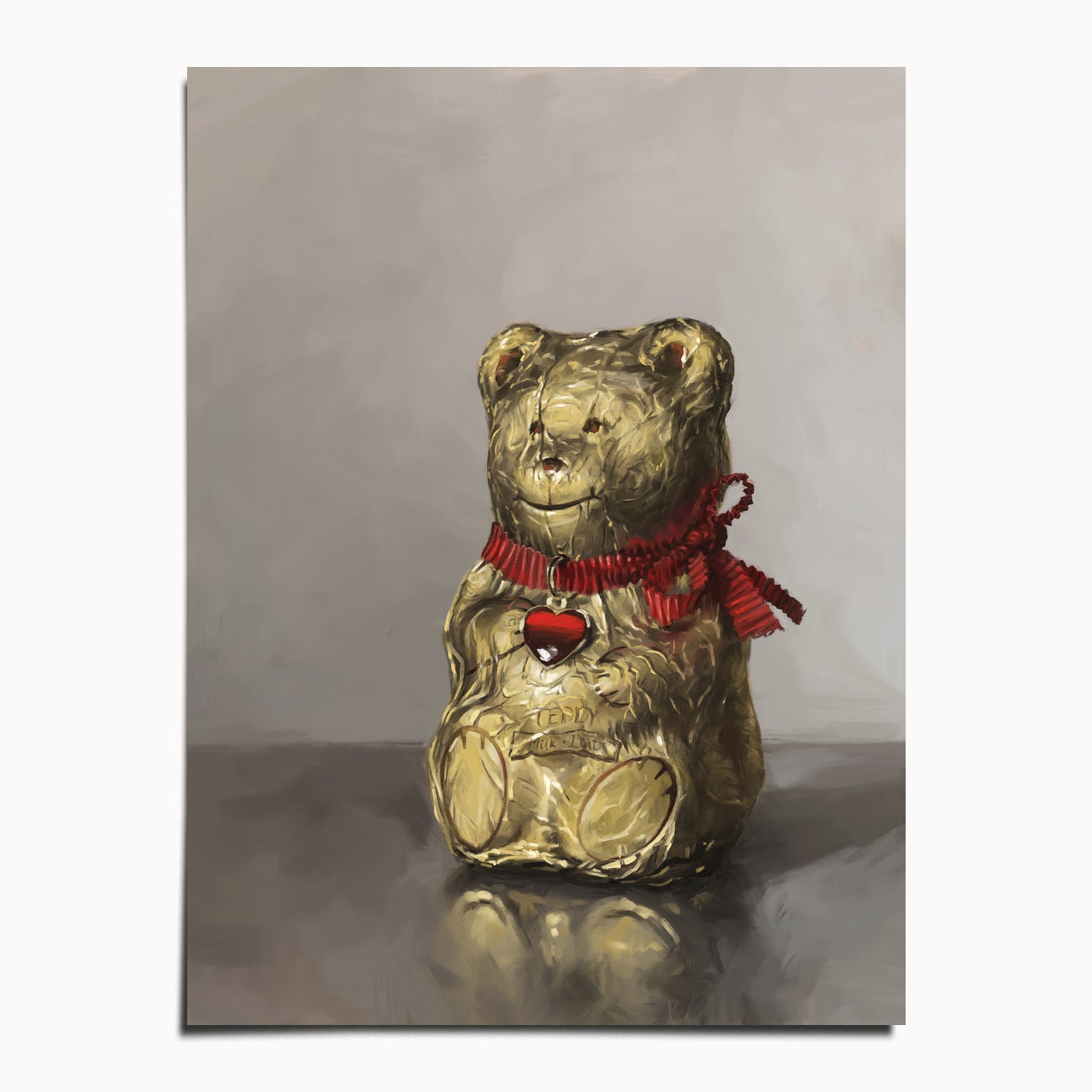"Swiss Chocolate Teddy Bear" by Catherine Hébert - Lindt Chocolate Bear Art Print - 12"x16" size