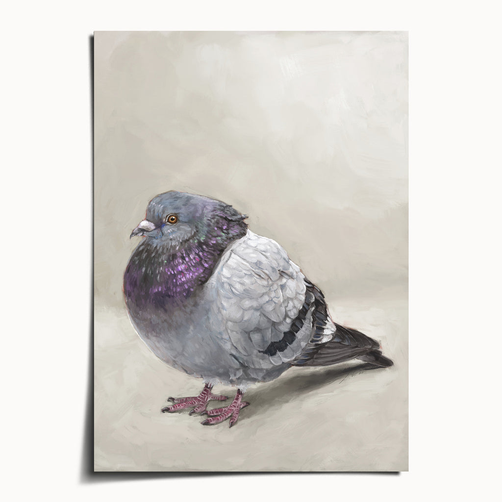 "Majestic Fat Bird" by Catherine Hébert - City Pigeon Art Print - 5"x7" size