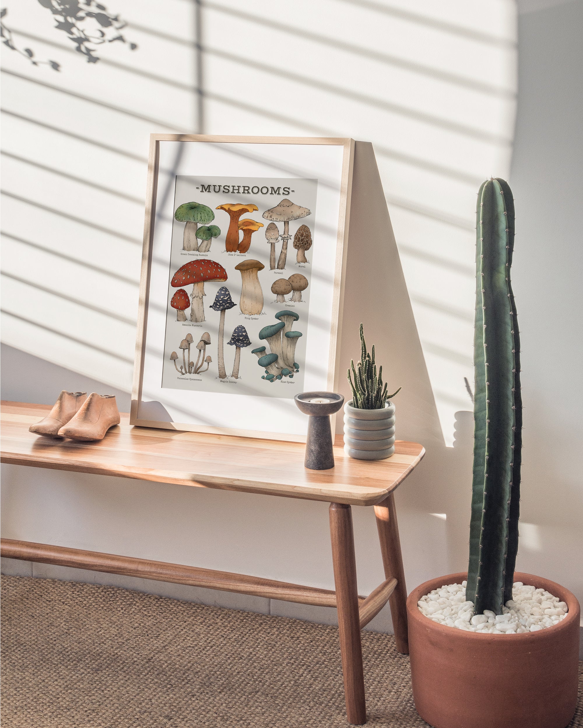 "Woodland Mushrooms" by Catherine Hébert - Woodland Mushroom Chart - Botanical Art Print