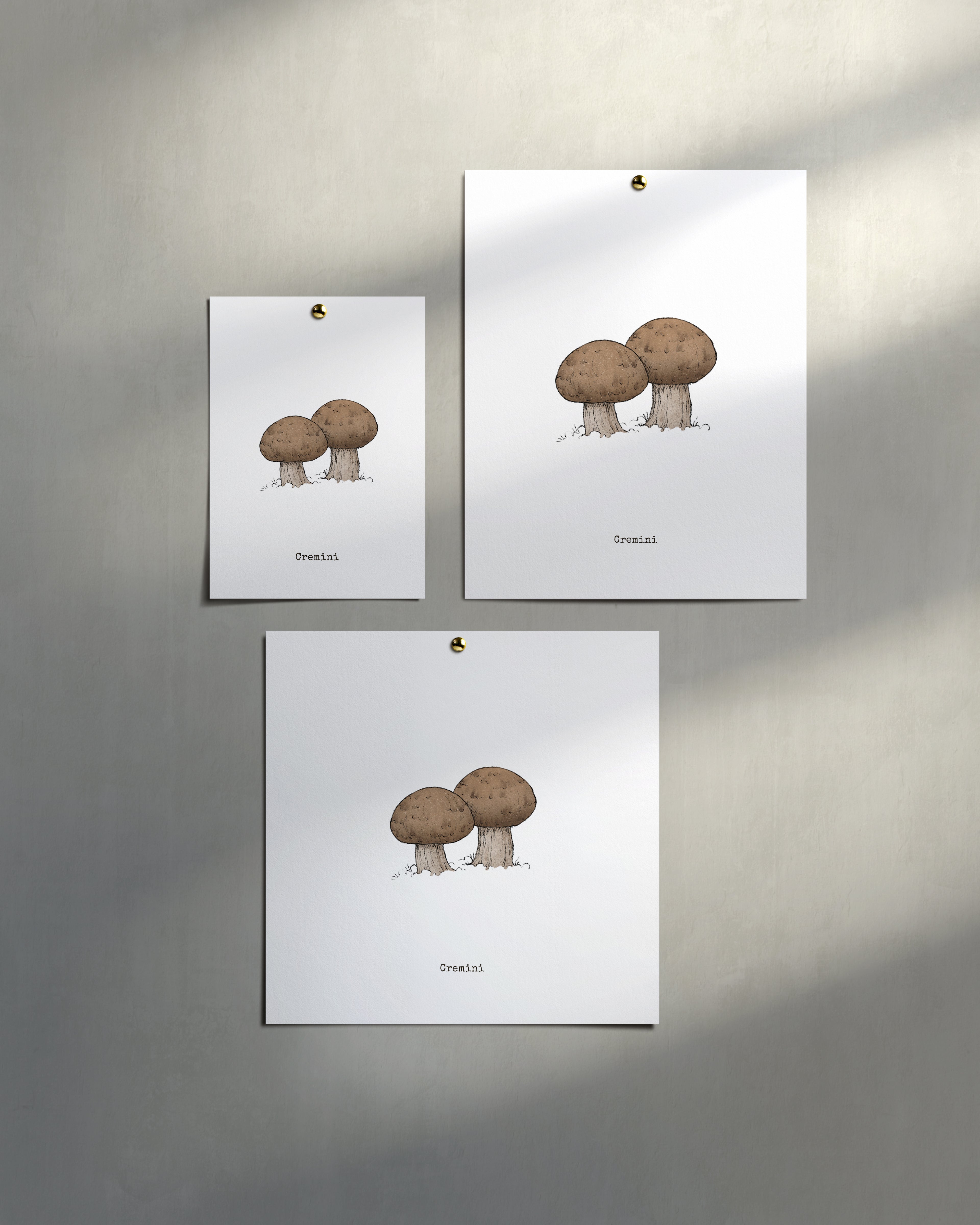 "Cremini" by Catherine Hébert - Cremini Mushroom  - Botanical Art Print – Floral, Nature Wall Art – Living Room, Kitchen Decor