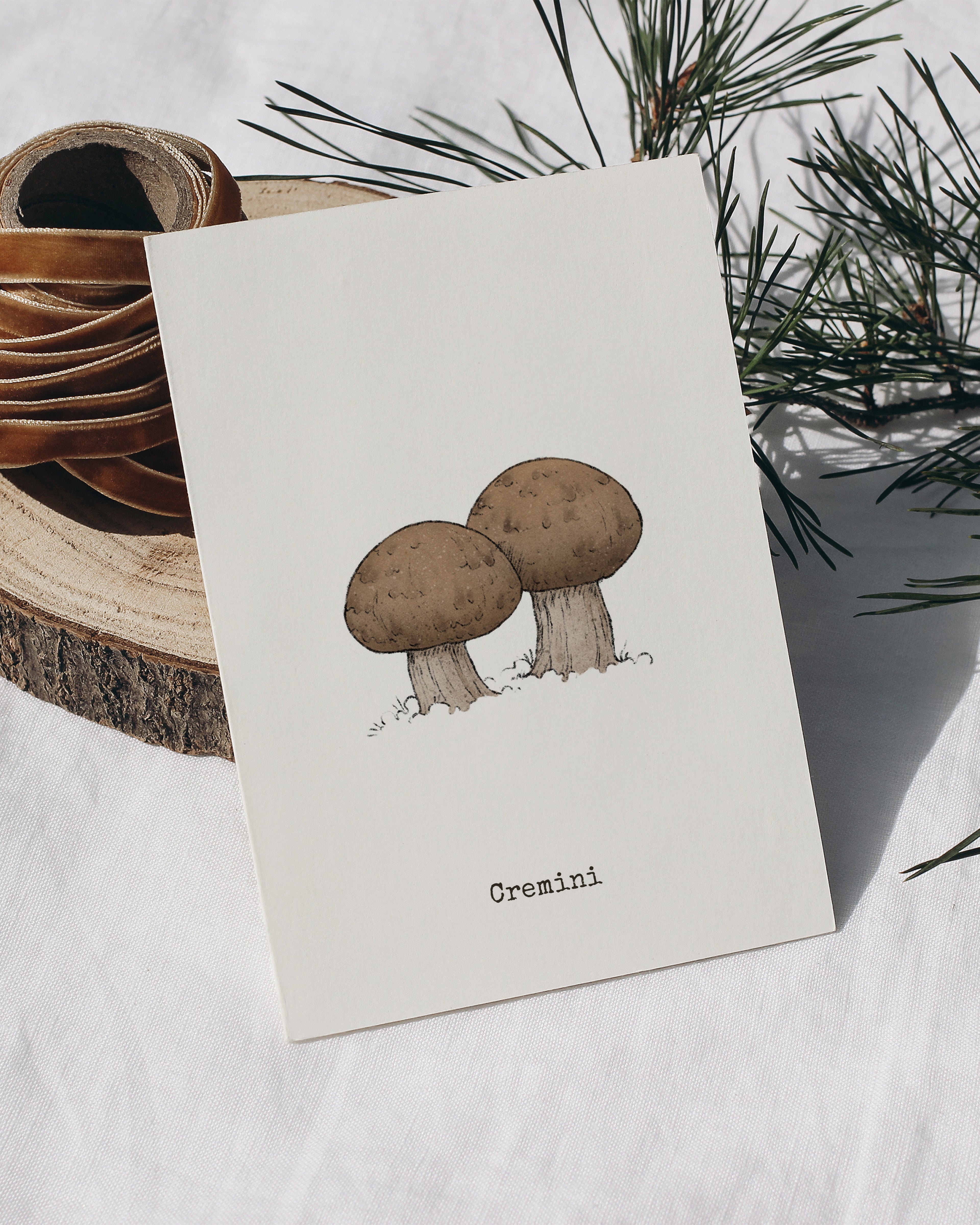 "Cremini" by Catherine Hébert - Cremini Mushroom  - Botanical Art Print – Floral, Nature Wall Art – Living Room, Kitchen Decor