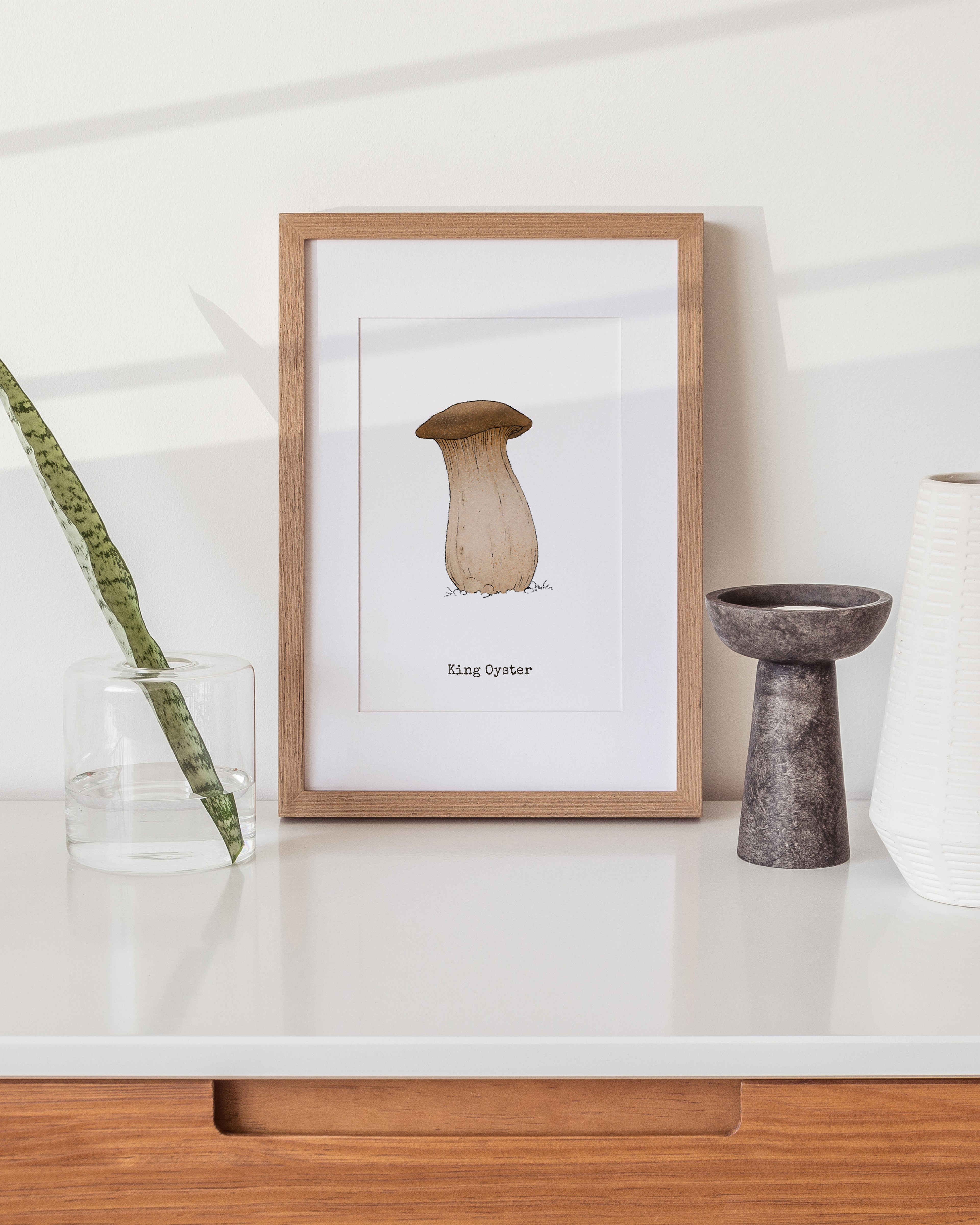 "King Oyster" by Catherine Hébert - King Oyster Mushroom - Botanical Art Print – Floral, Nature Wall Art – Living Room, Kitchen Decor