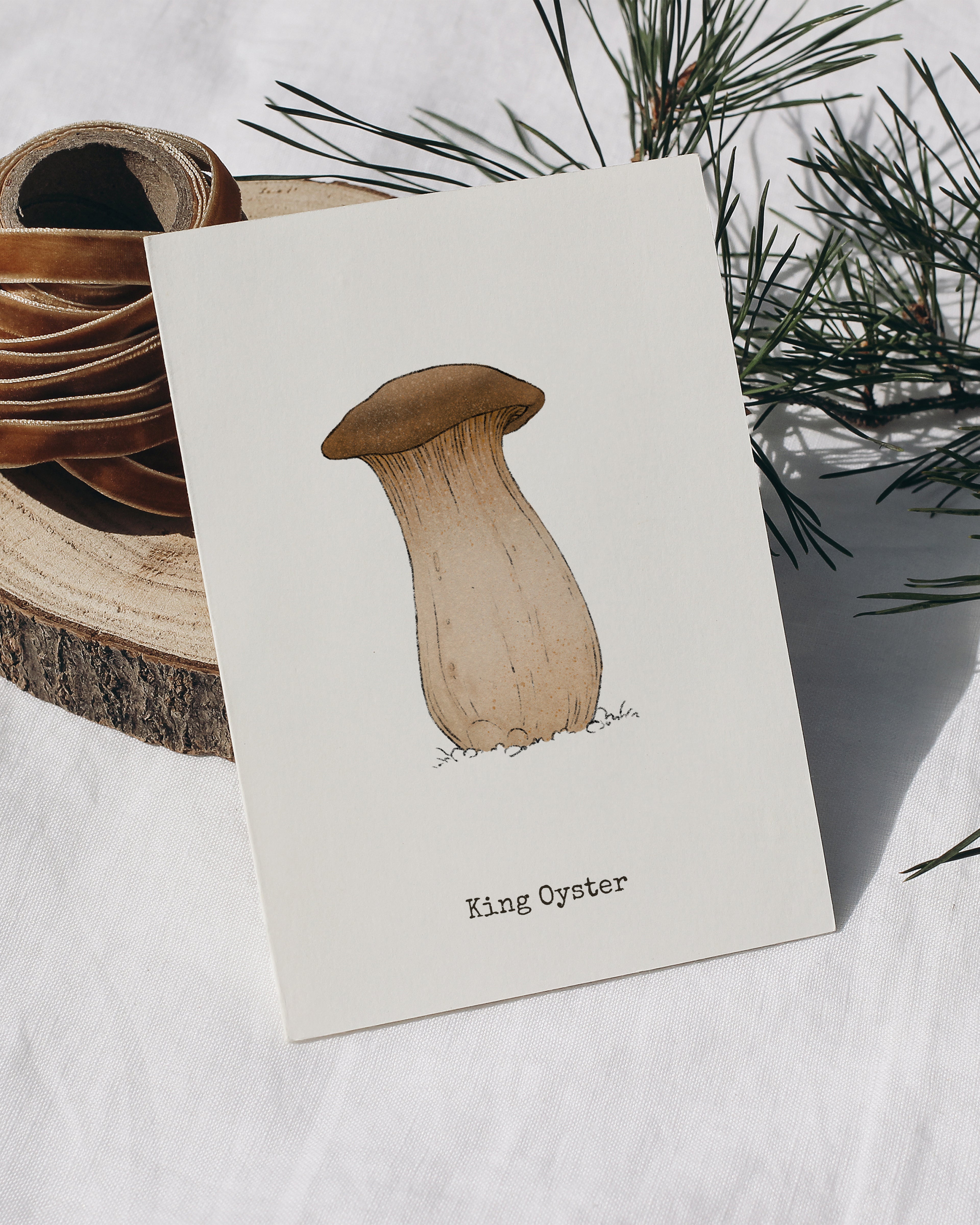 "King Oyster" by Catherine Hébert - King Oyster Mushroom - Botanical Art Print – Floral, Nature Wall Art – Living Room, Kitchen Decor