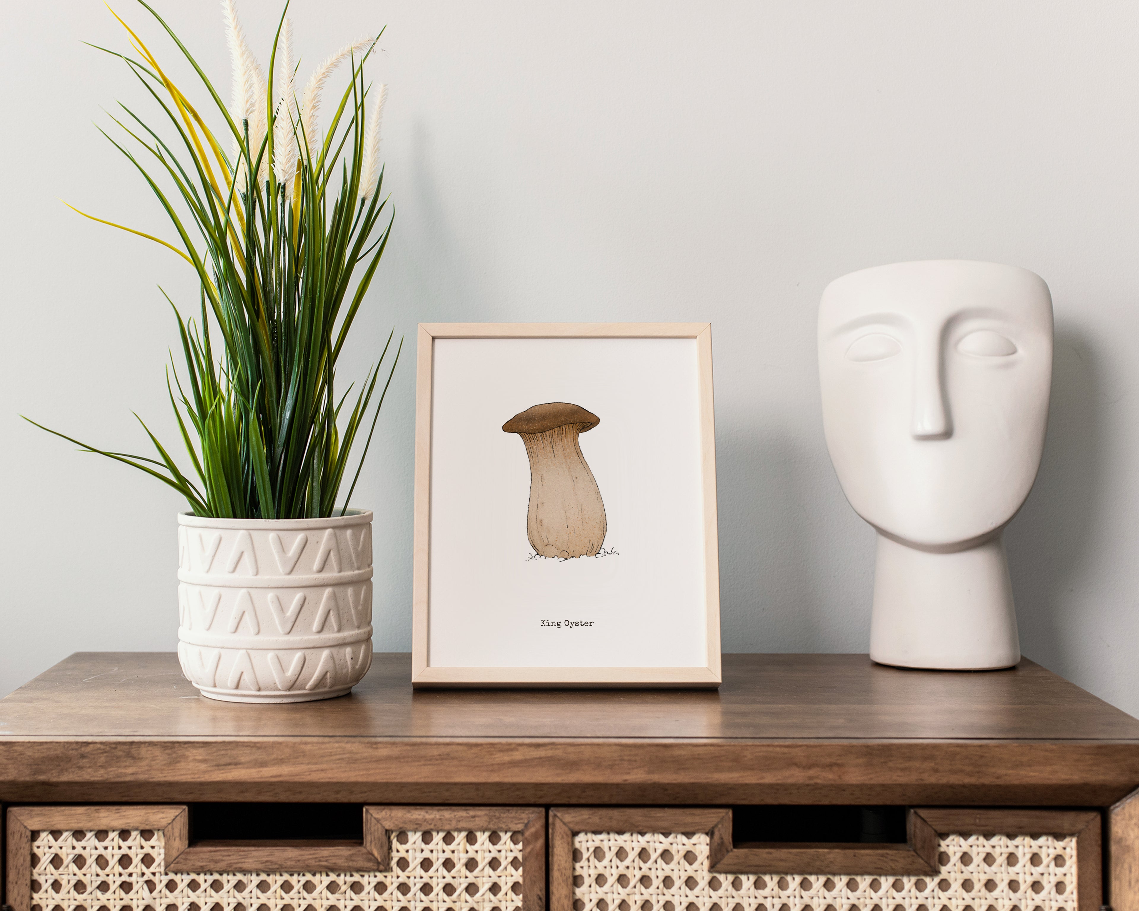 "King Oyster" by Catherine Hébert - King Oyster Mushroom - Botanical Art Print – Floral, Nature Wall Art – Living Room, Kitchen Decor